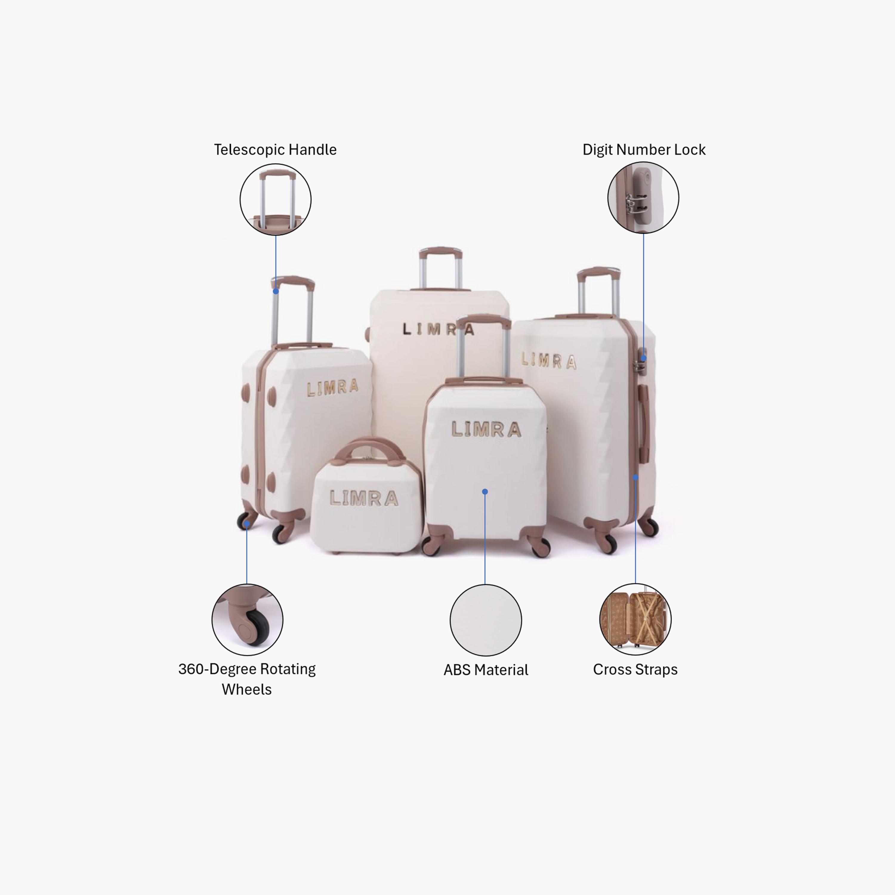 LIMRA Set of 5 ABS Hard Sided 4-Wheeler Spinner Luggage with Combination Lock-travel-luggagesandbags-luggage-image-2