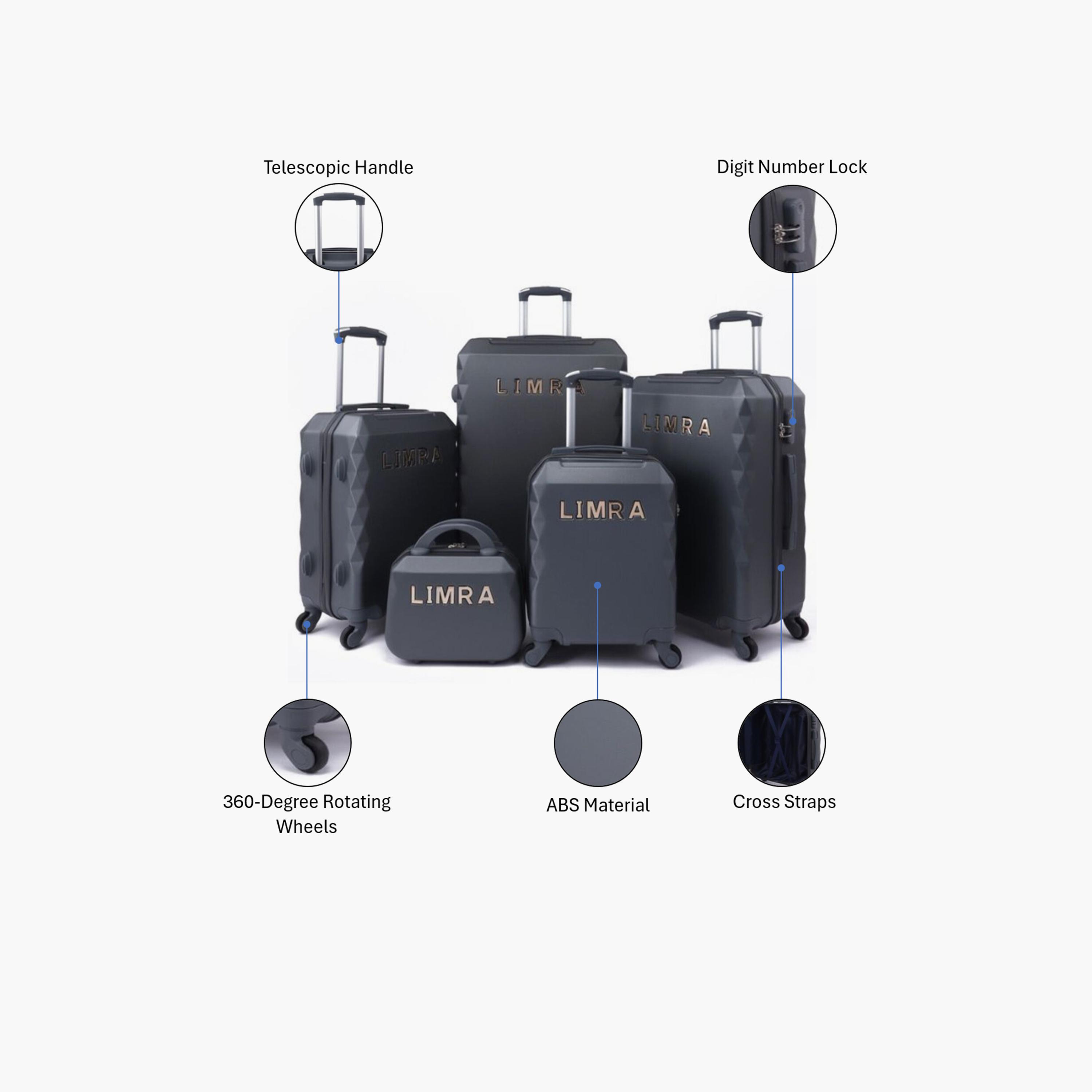 LIMRA Set of 5 ABS Hard Sided 4-Wheeler Spinner Luggage with Combination Lock-travel-luggagesandbags-luggage-image-2