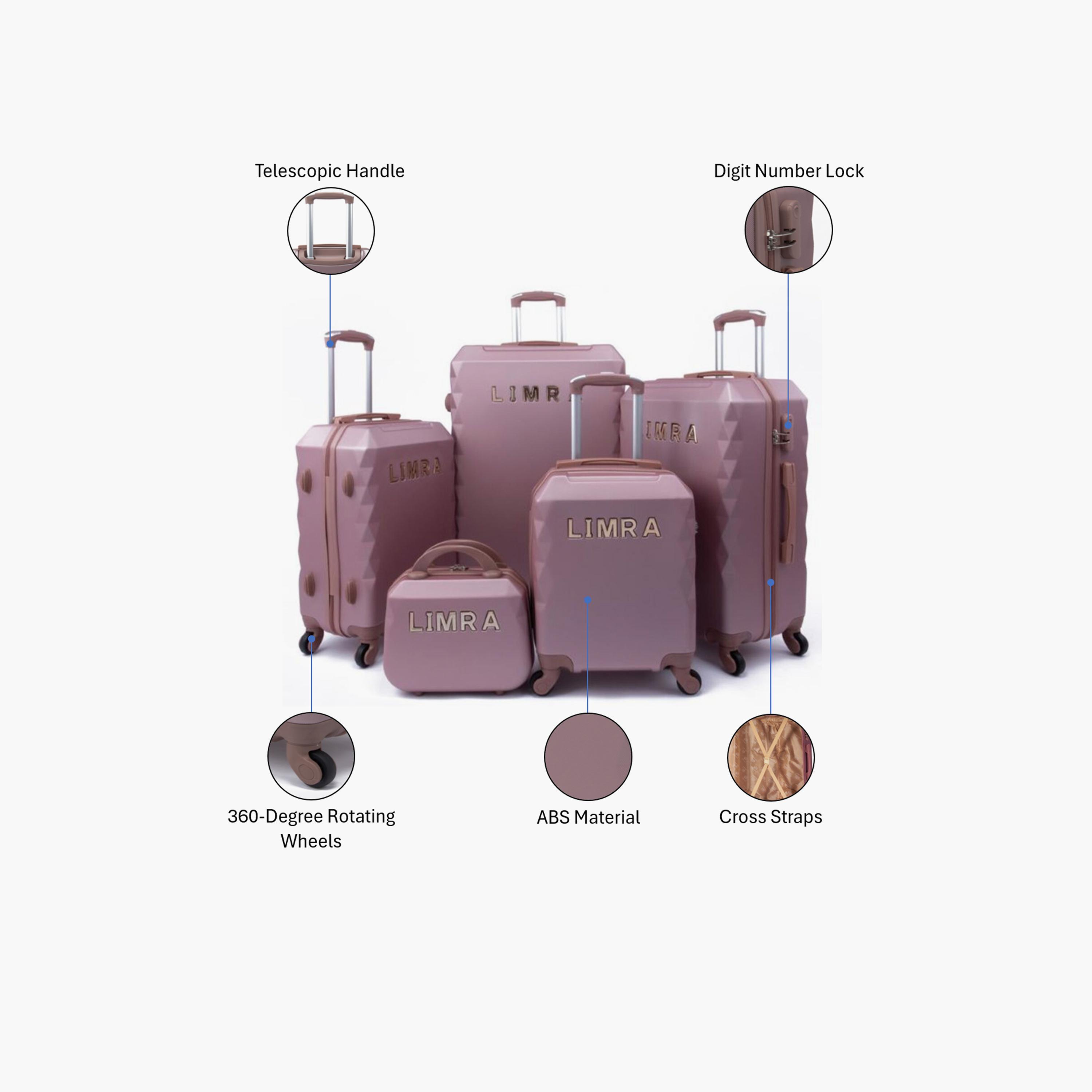 LIMRA Set of 5 ABS Hard Sided 4-Wheeler Spinner Luggage with Combination Lock-travel-luggagesandbags-luggage-image-2