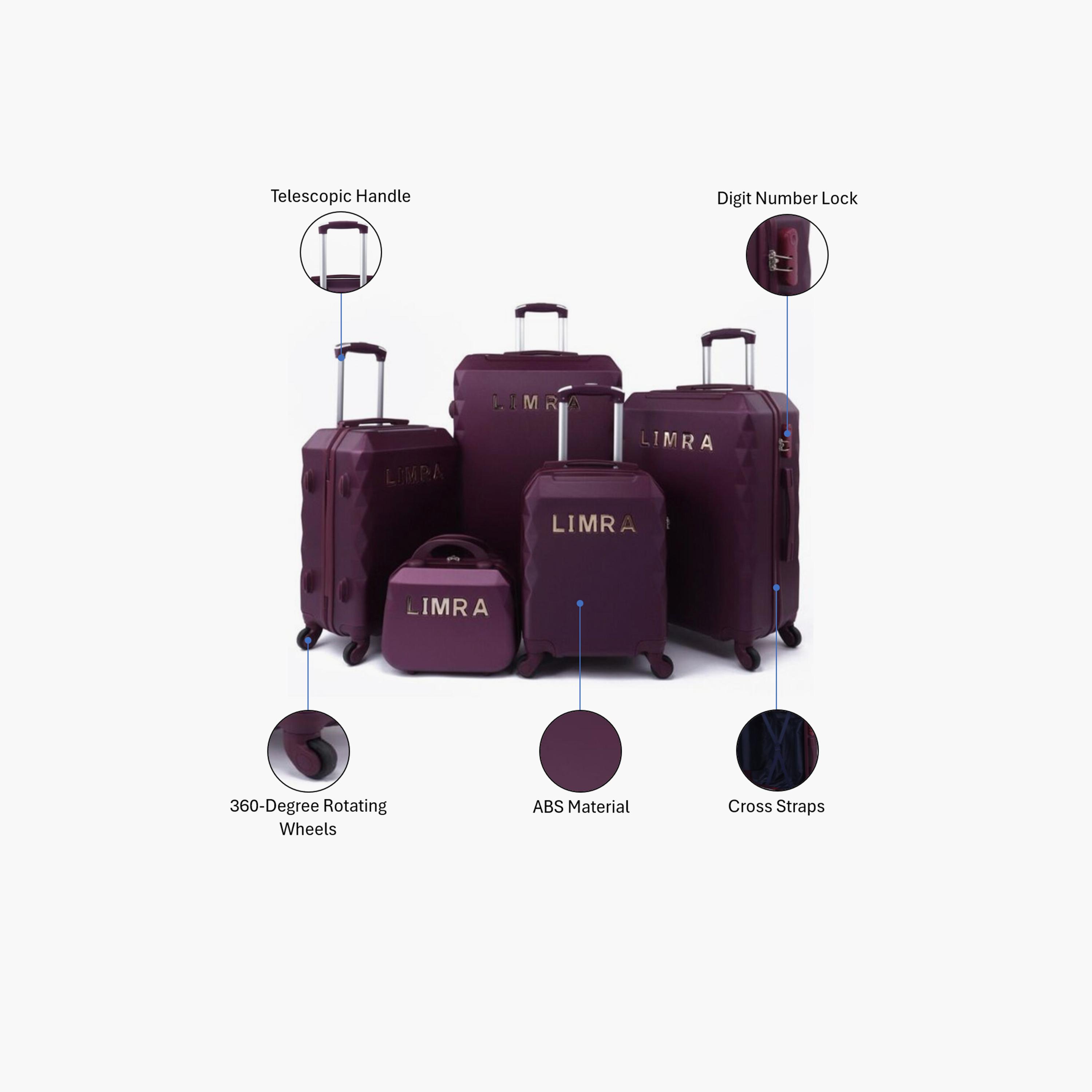 LIMRA Set of 5 ABS Hard Sided 4-Wheeler Spinner Luggage with Combination Lock-travel-luggagesandbags-luggage-image-2