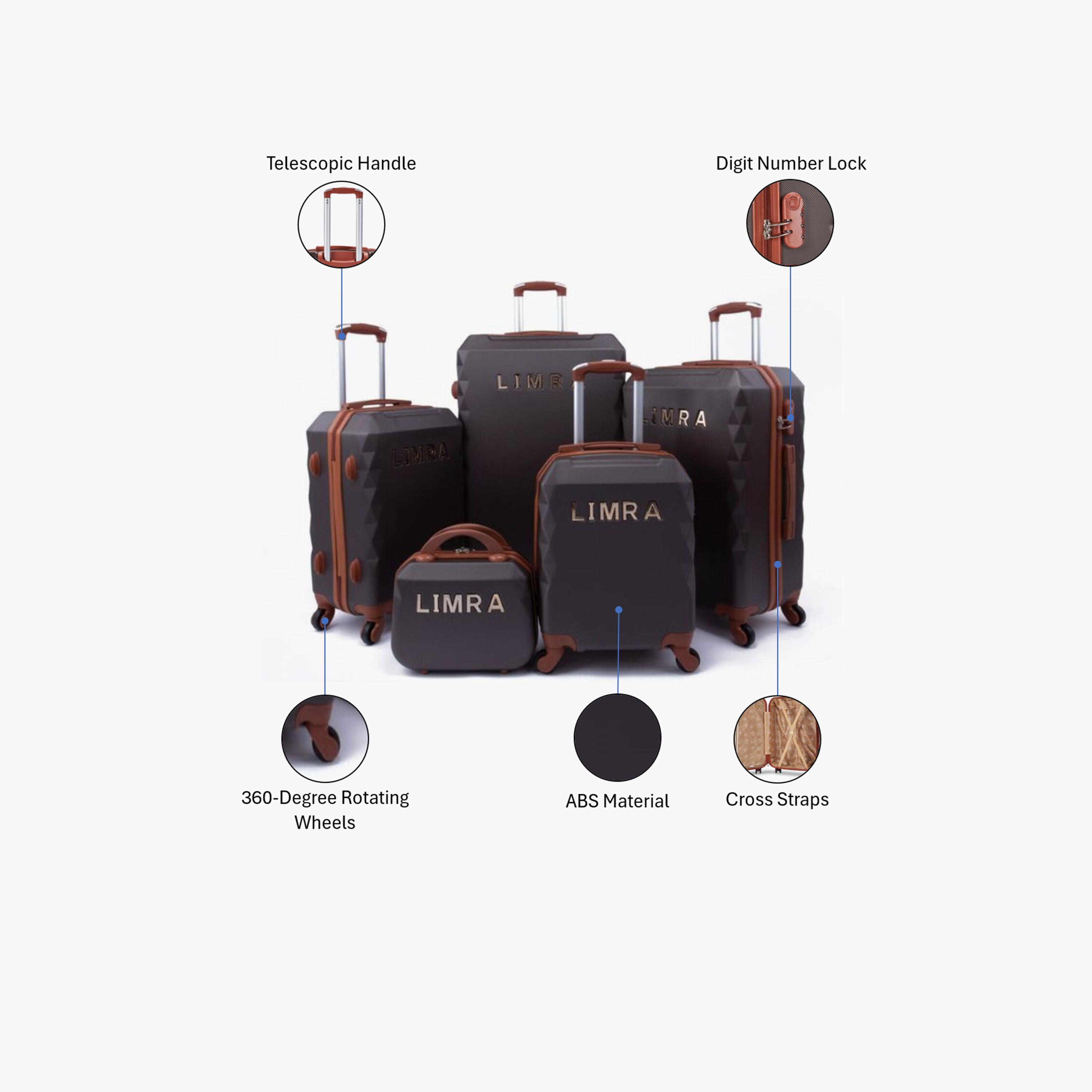 LIMRA Set of 5 ABS Hard Sided 4-Wheeler Spinner Luggage with Combination Lock-travel-luggagesandbags-luggage-image-2