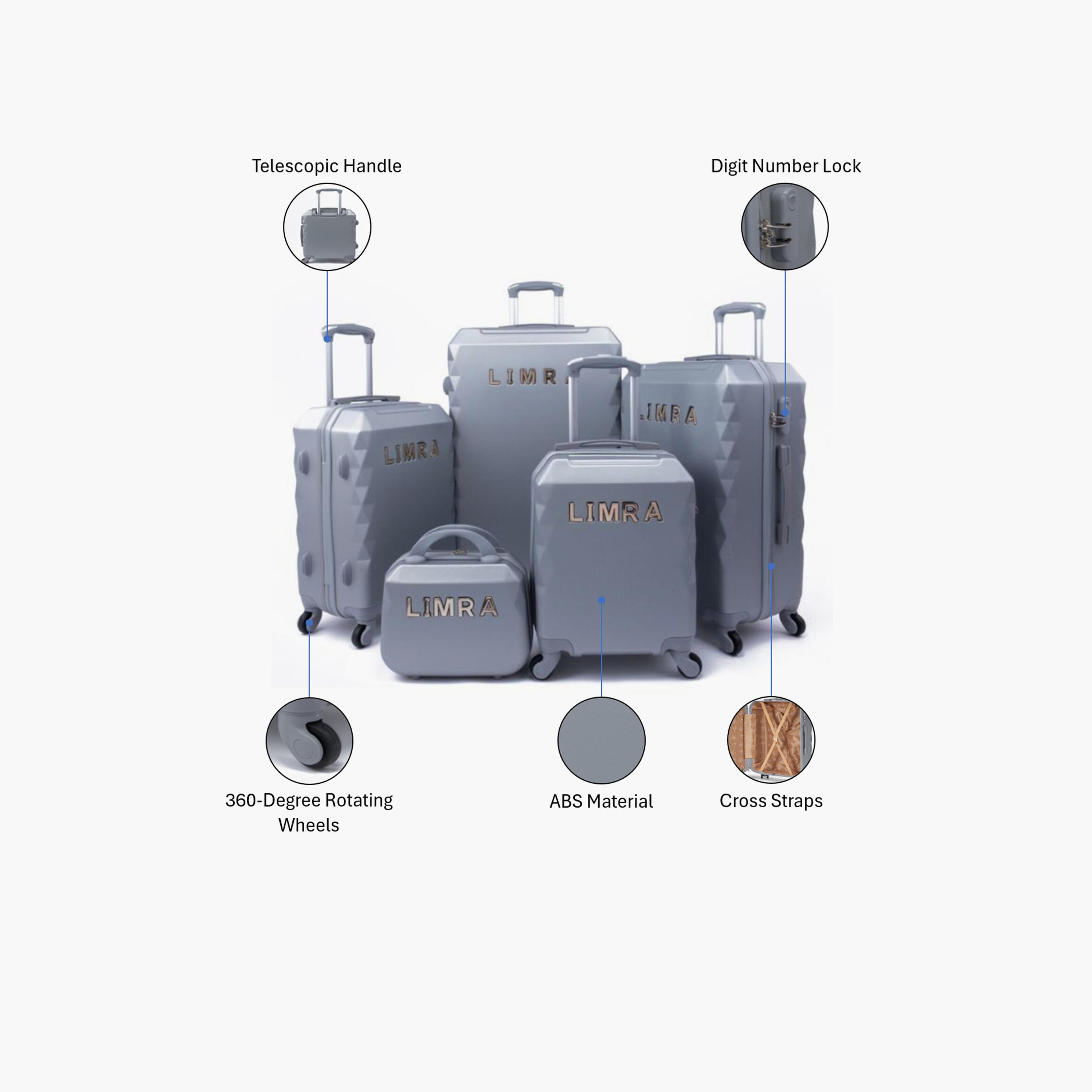 LIMRA Set of 5 ABS Hard Sided 4-Wheeler Spinner Luggage with Combination Lock-travel-luggagesandbags-luggage-image-2