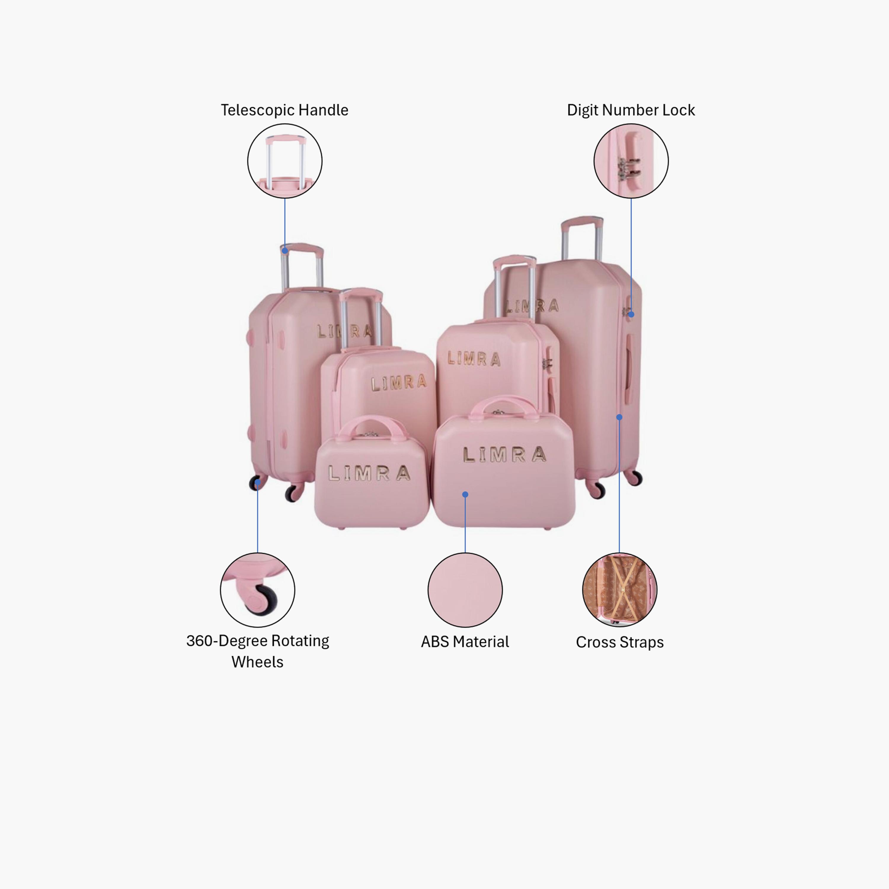 LIMRA Set of 6 ABS Hard Sided 4-Wheeler Spinner Luggage with Combination Lock-travel-luggagesandbags-luggage-image-2