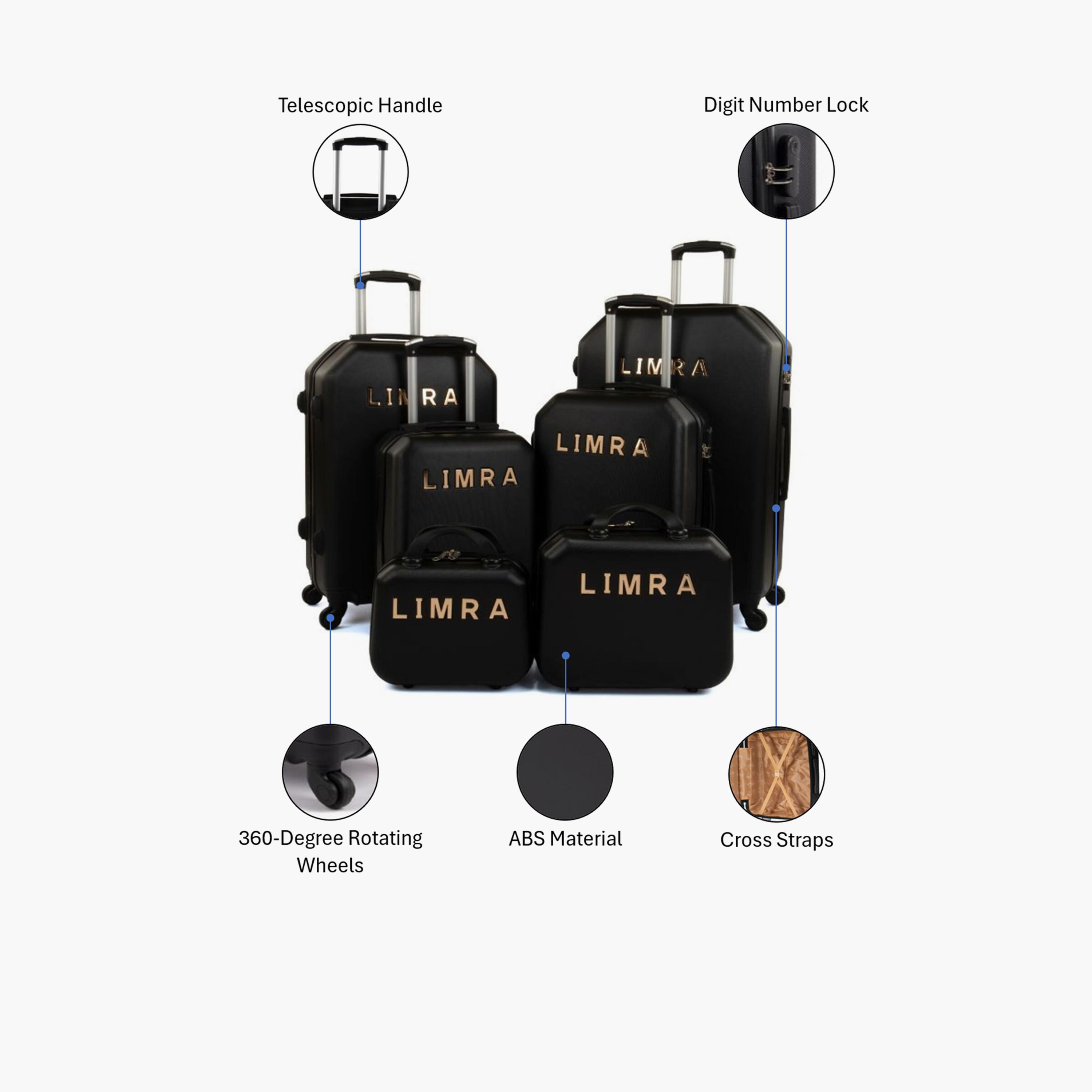 LIMRA Set of 6 ABS Hard Sided 4-Wheeler Spinner Luggage with Combination Lock-travel-luggagesandbags-luggage-image-2