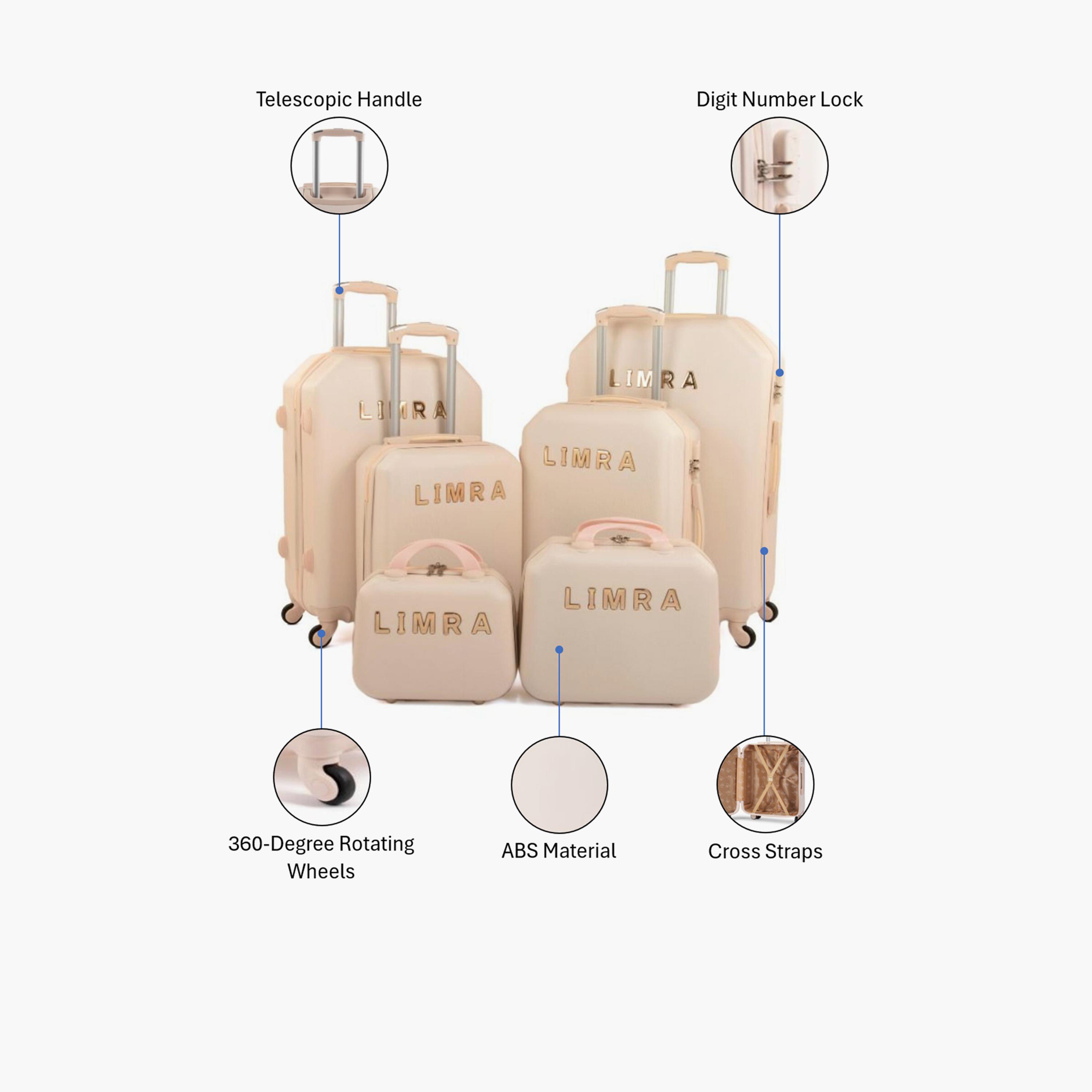LIMRA Set of 6 ABS Hard Sided 4-Wheeler Spinner Luggage with Combination Lock-travel-luggagesandbags-luggage-image-2