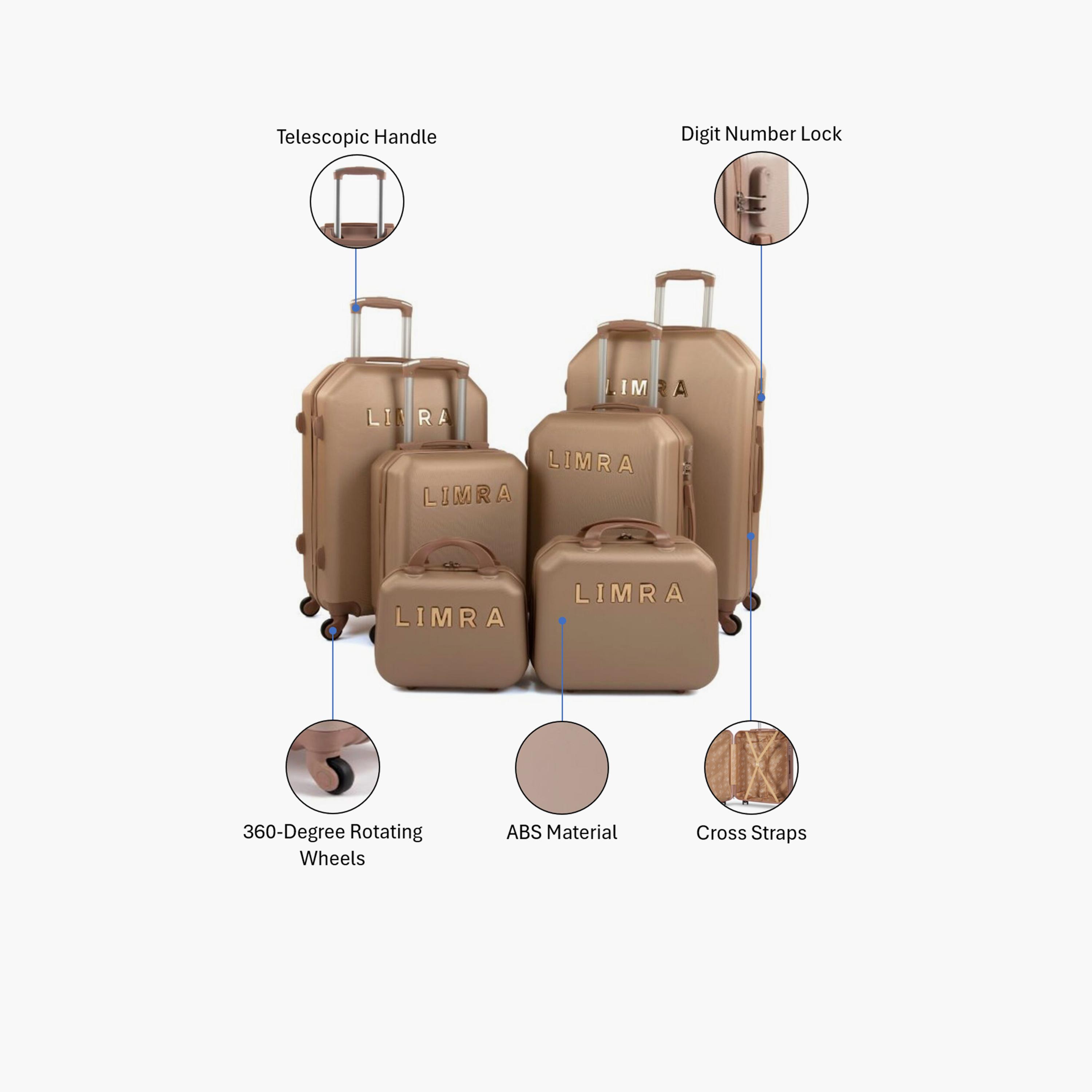 LIMRA Set of 6 ABS Hard Sided 4-Wheeler Spinner Luggage with Combination Lock-travel-luggagesandbags-luggage-image-2