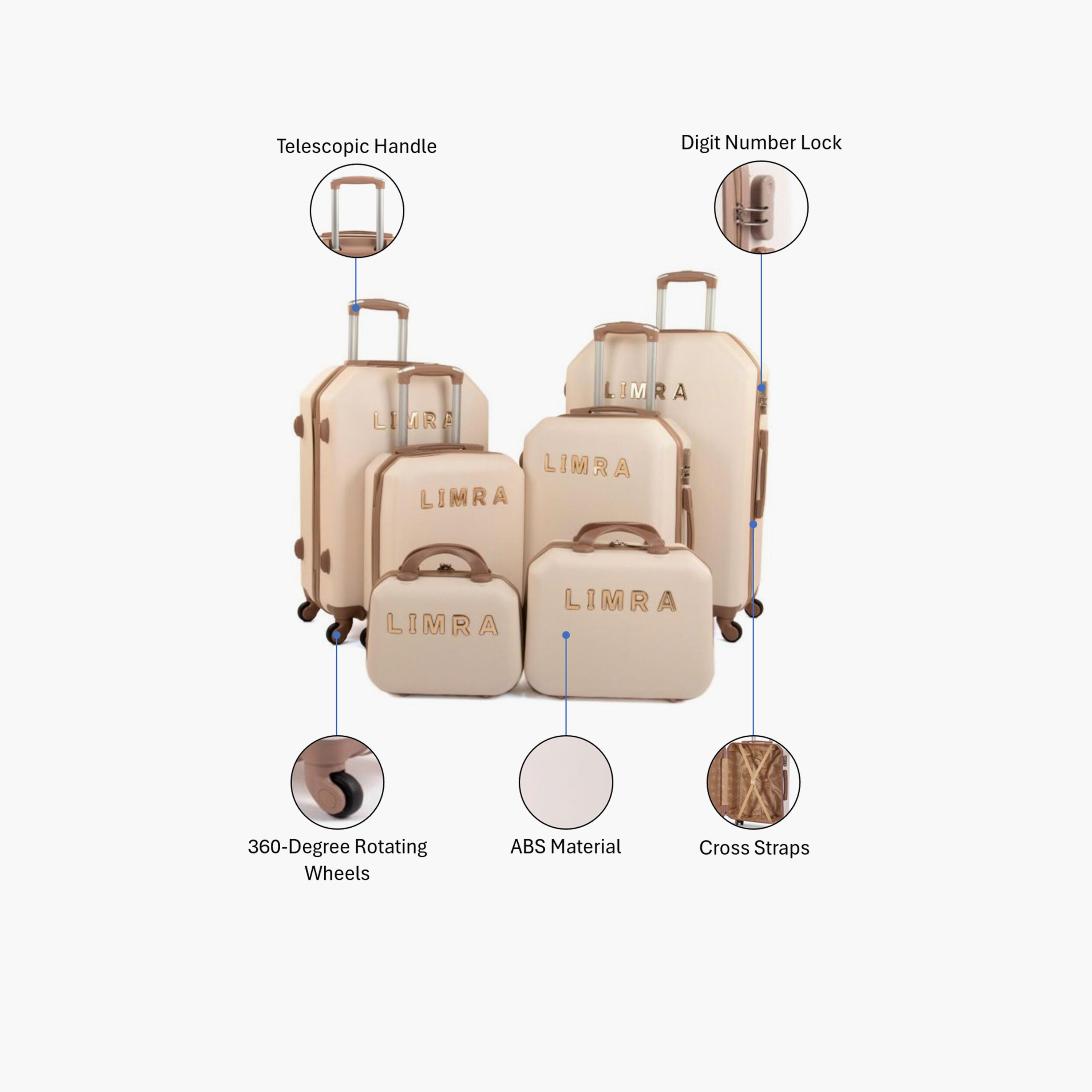 LIMRA Set of 6 ABS Hard Sided 4-Wheeler Spinner Luggage with Combination Lock-travel-luggagesandbags-luggage-image-2