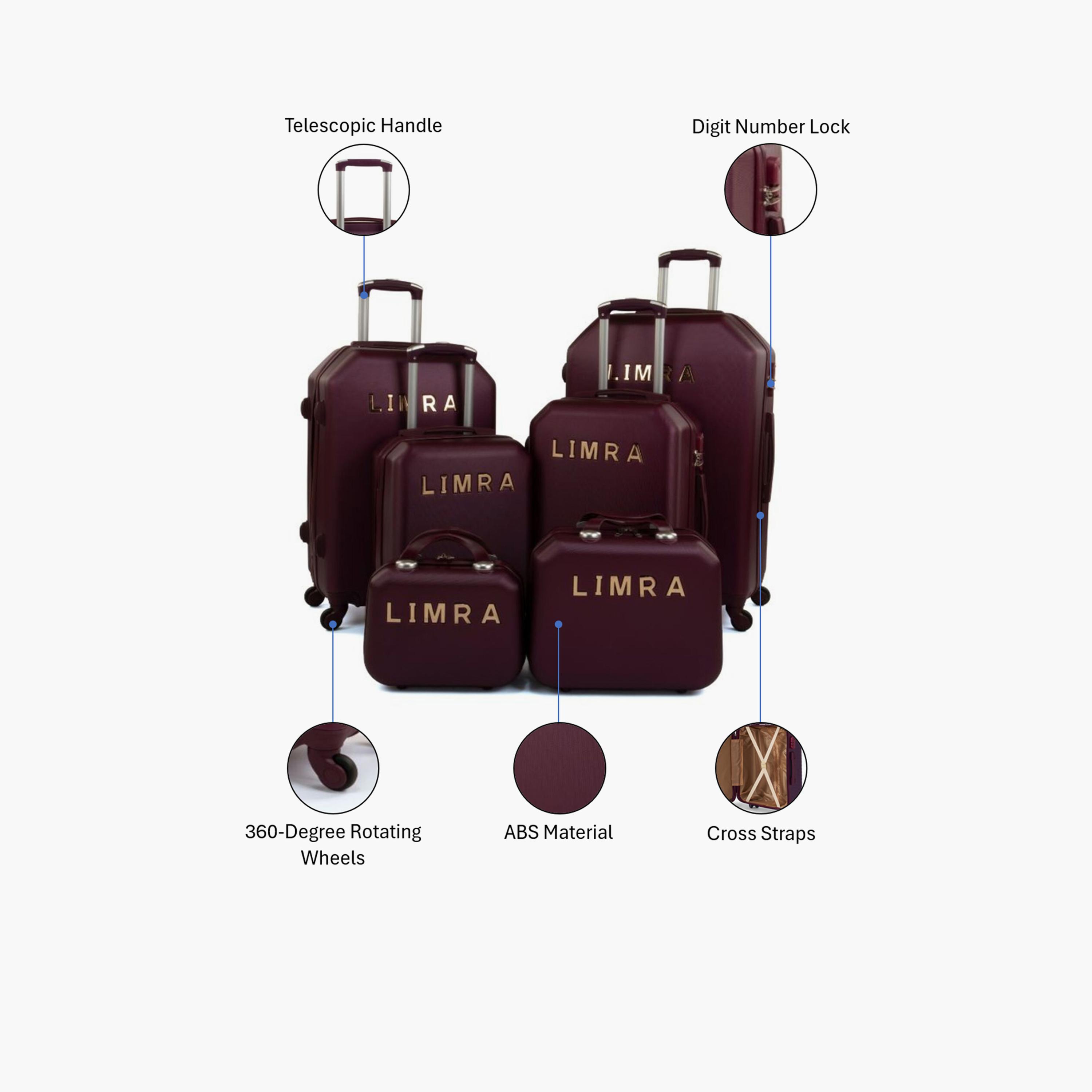 LIMRA Set of 6 ABS Hard Sided 4-Wheeler Spinner Luggage with Combination Lock-travel-luggagesandbags-luggage-image-2