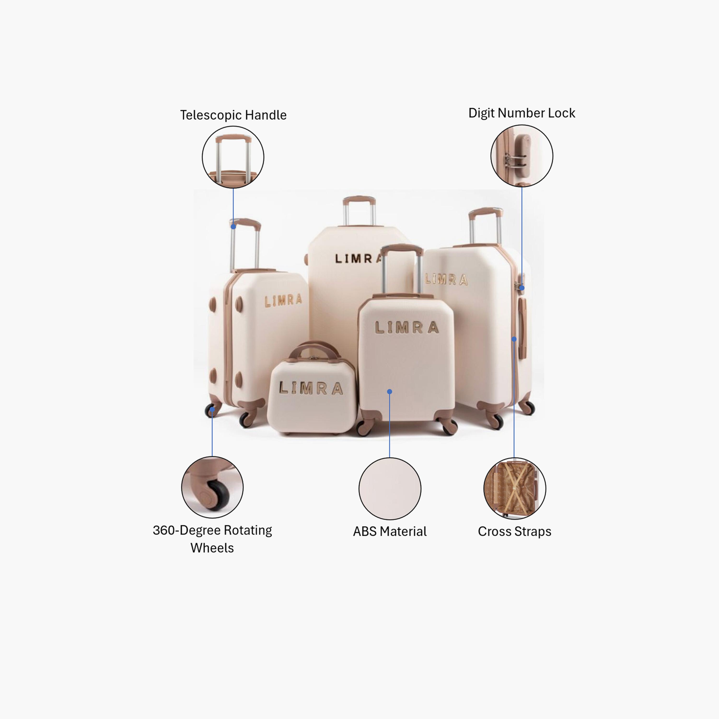 LIMRA Set of 5 ABS Hard Sided 4-Wheeler Spinner Luggage with Combination Lock-travel-luggagesandbags-luggage-image-2