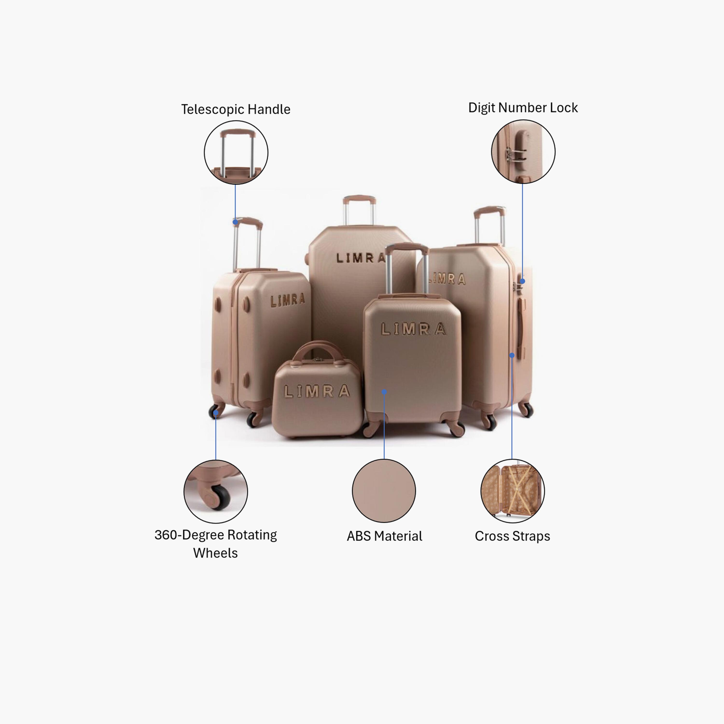 LIMRA Set of 5 ABS Hard Sided 4-Wheeler Spinner Luggage with Combination Lock-travel-luggagesandbags-luggage-image-2