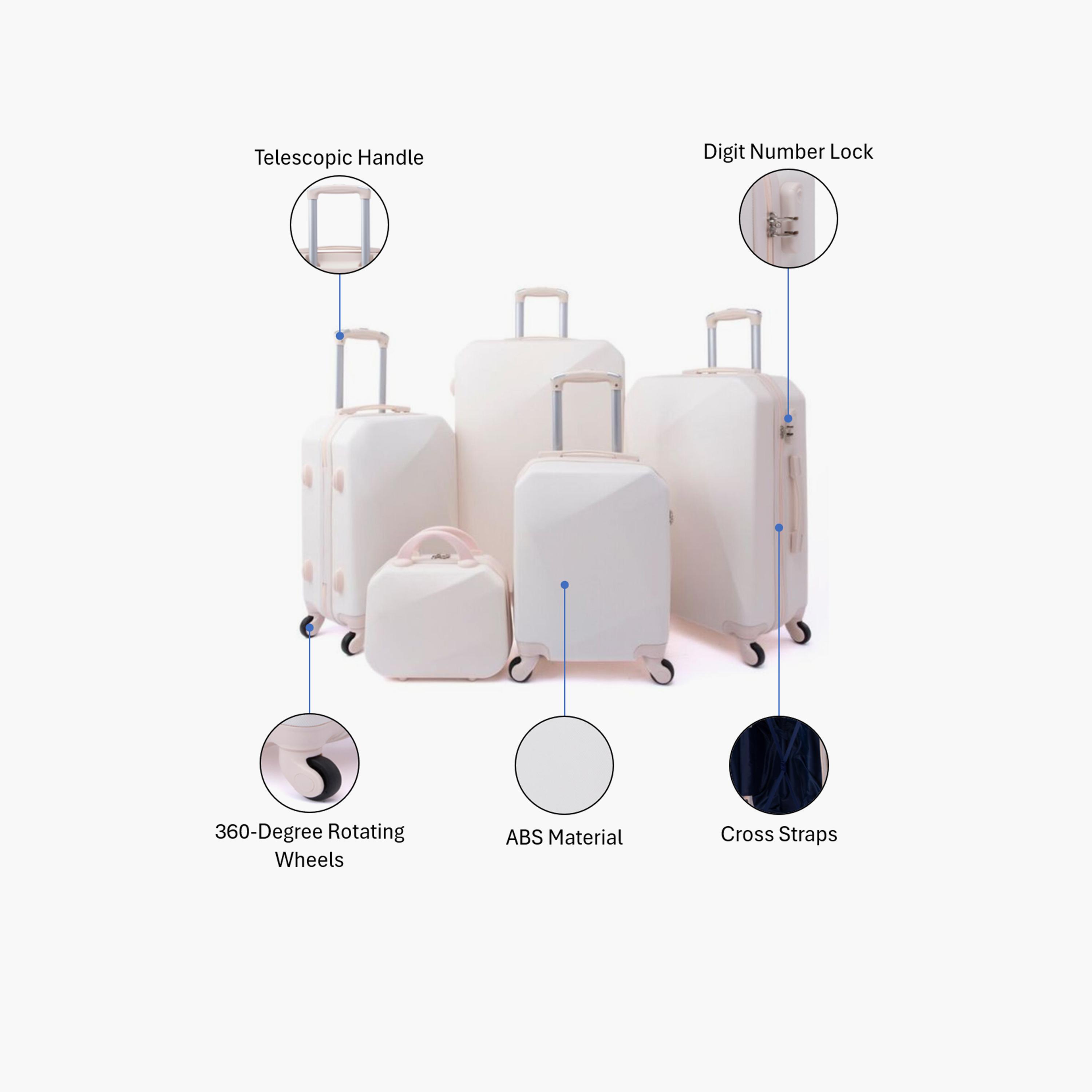 LIMRA Set of 5 ABS Hard Sided 4-Wheeler Spinner Luggage with Combination Lock-travel-luggagesandbags-luggage-image-2