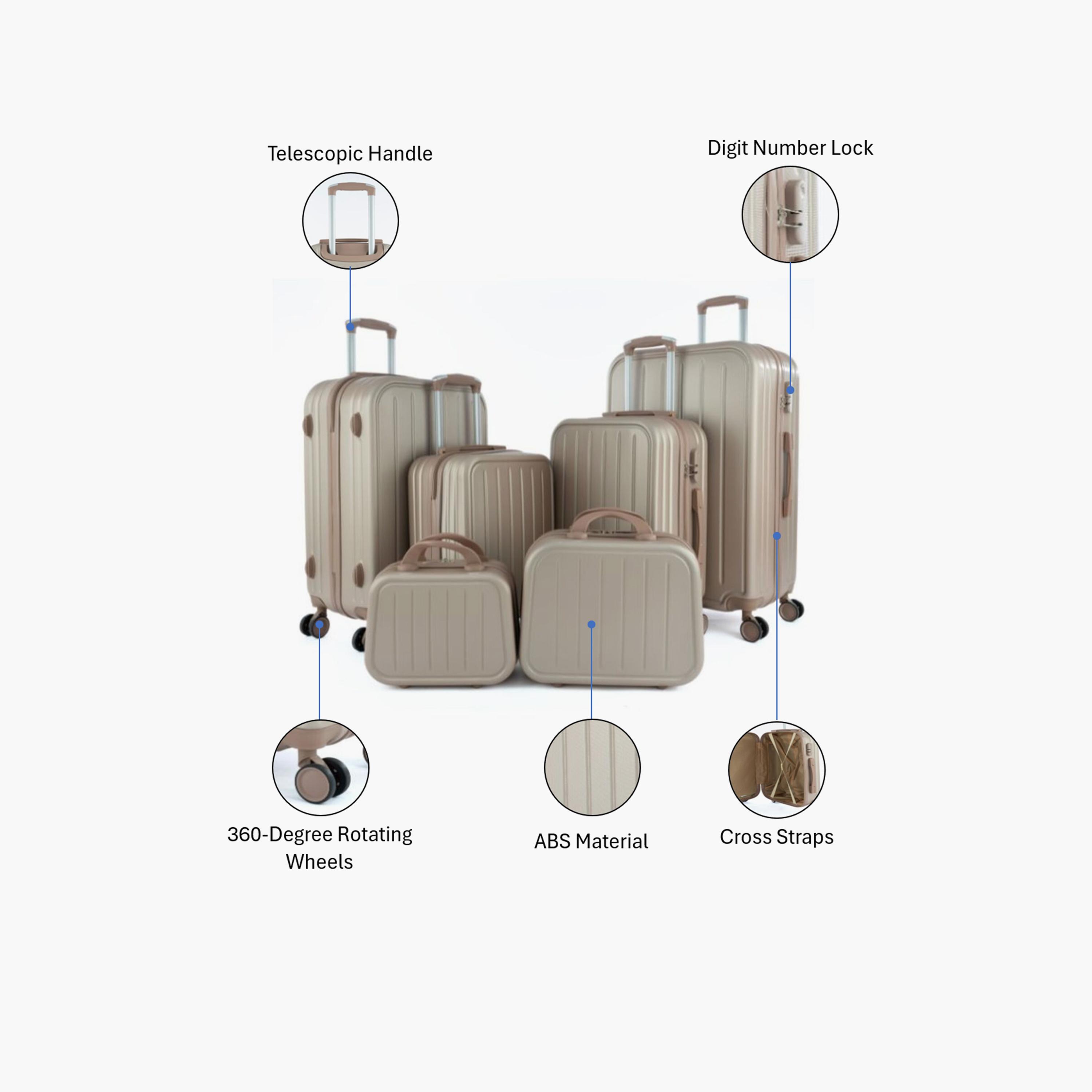 LIMRA Set of 6 ABS Hard Sided 4-Wheeler Spinner Luggage with Combination Lock-travel-luggagesandbags-luggage-image-2