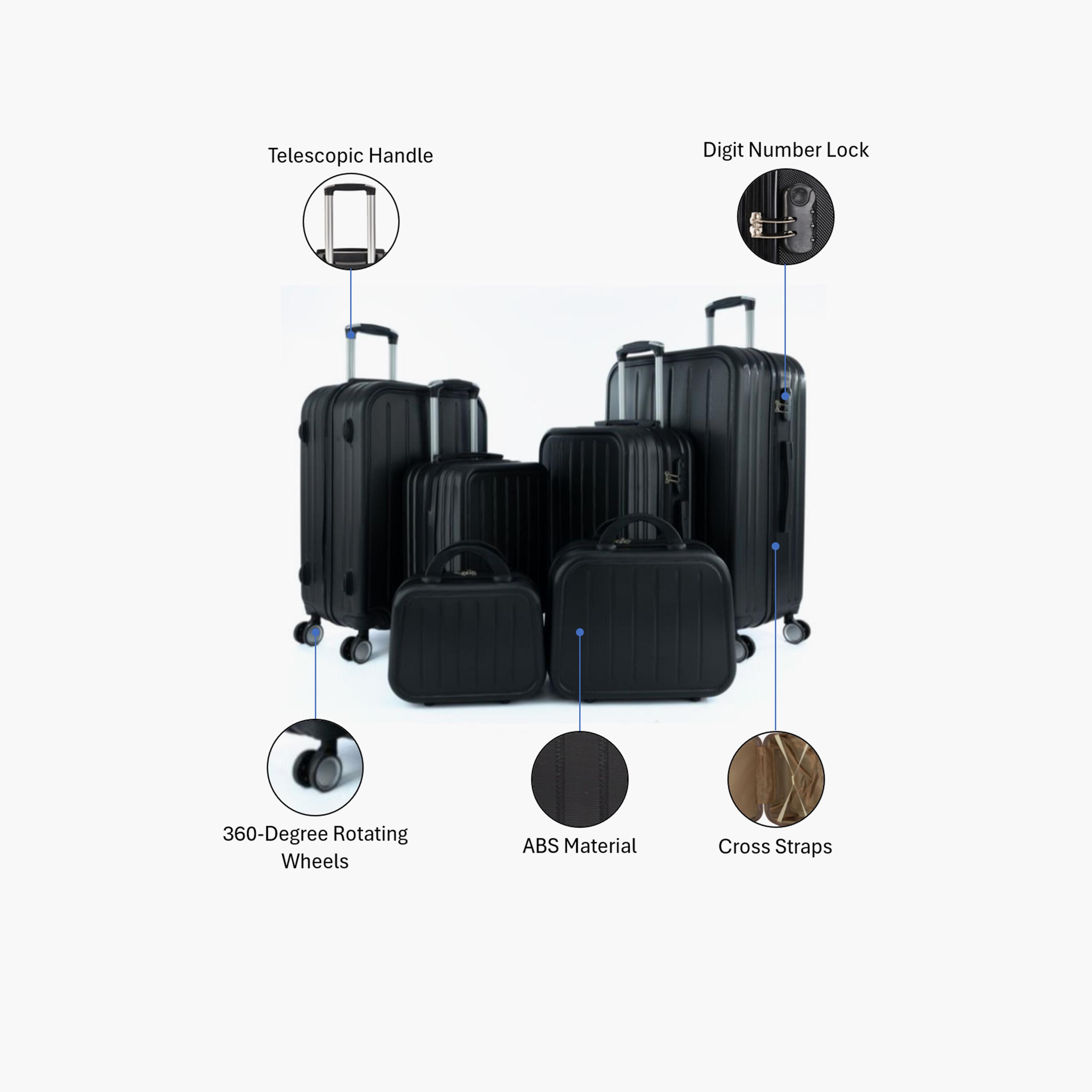 LIMRA Set of 6 ABS Hard Sided 4-Wheeler Spinner Luggage with Combination Lock-travel-luggagesandbags-luggage-image-2