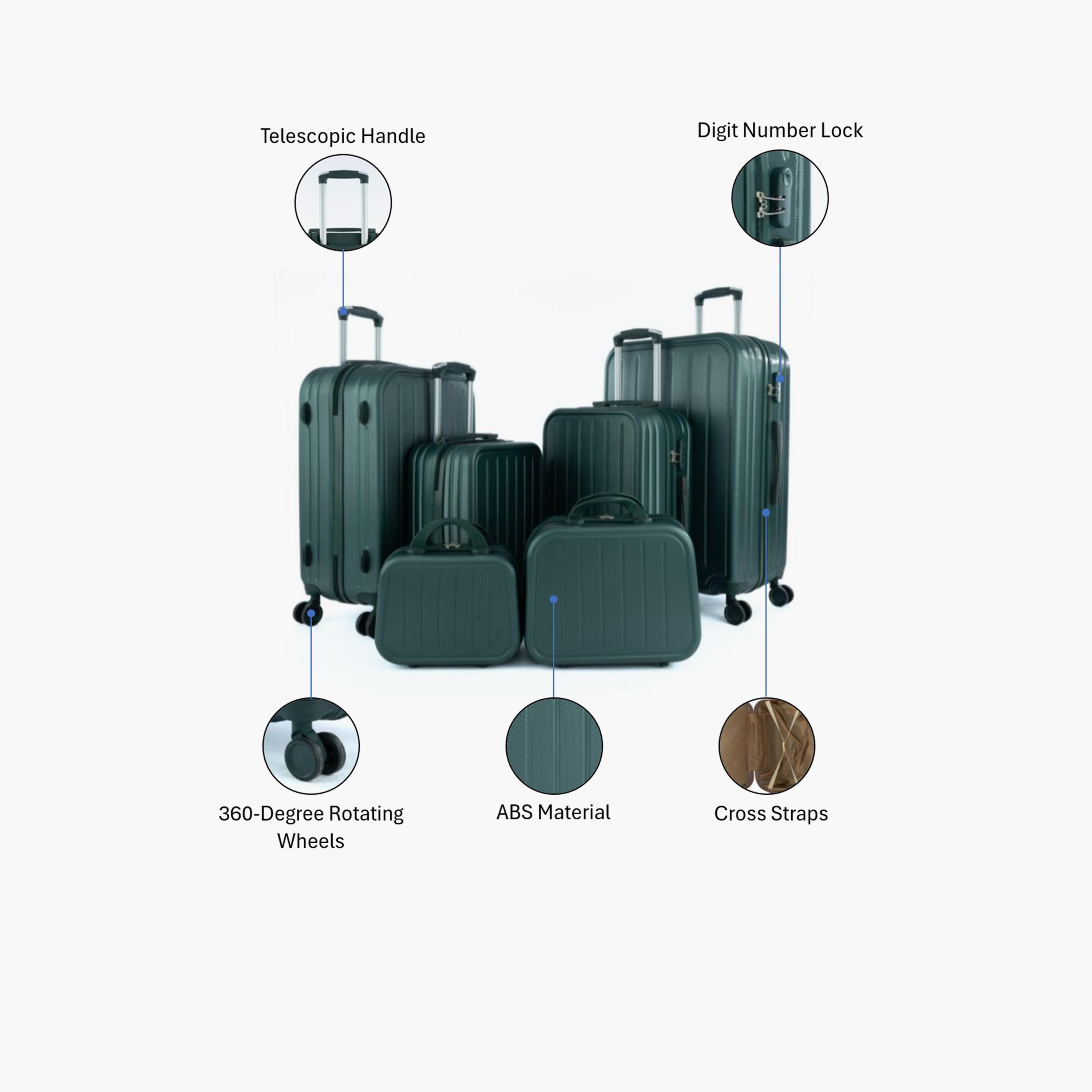 LIMRA Set of 6 ABS Hard Sided 4-Wheeler Spinner Luggage with Combination Lock-travel-luggagesandbags-luggage-image-2
