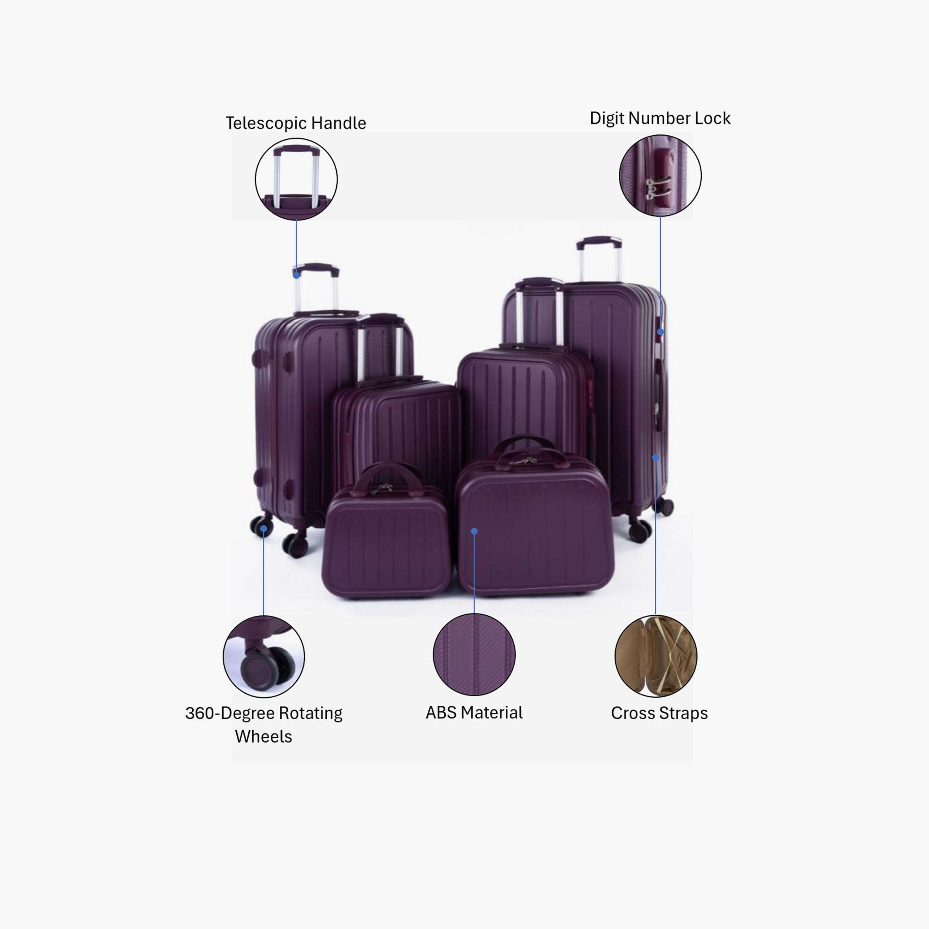 LIMRA Set of 6 ABS Hard Sided 4-Wheeler Spinner Luggage with Combination Lock-travel-luggagesandbags-luggage-image-2