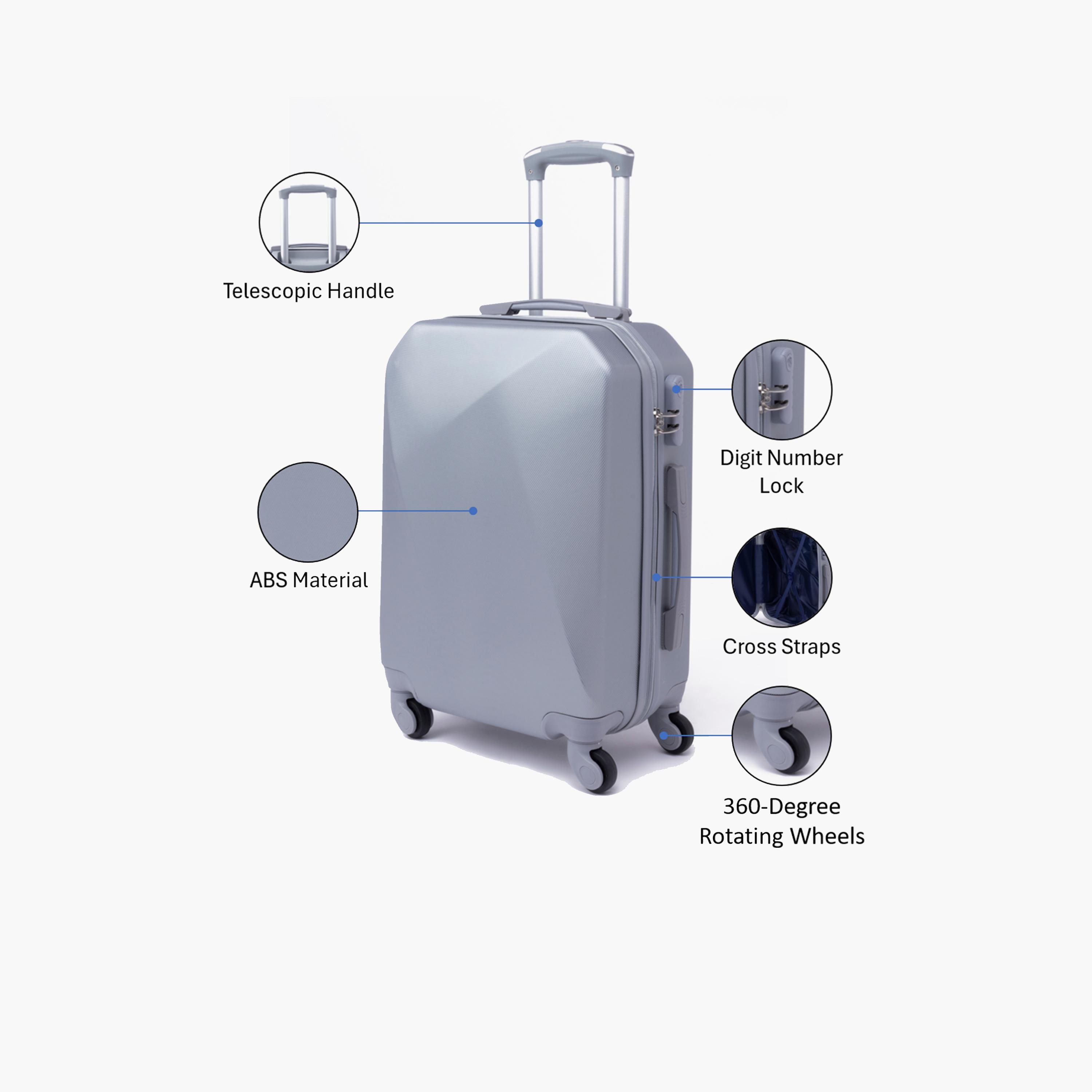 LIMRA 56 CM Small Cabin ABS Hard Sided 4-Wheeler Spinner Luggage with Combination Lock-travel-luggagesandbags-luggage-image-3
