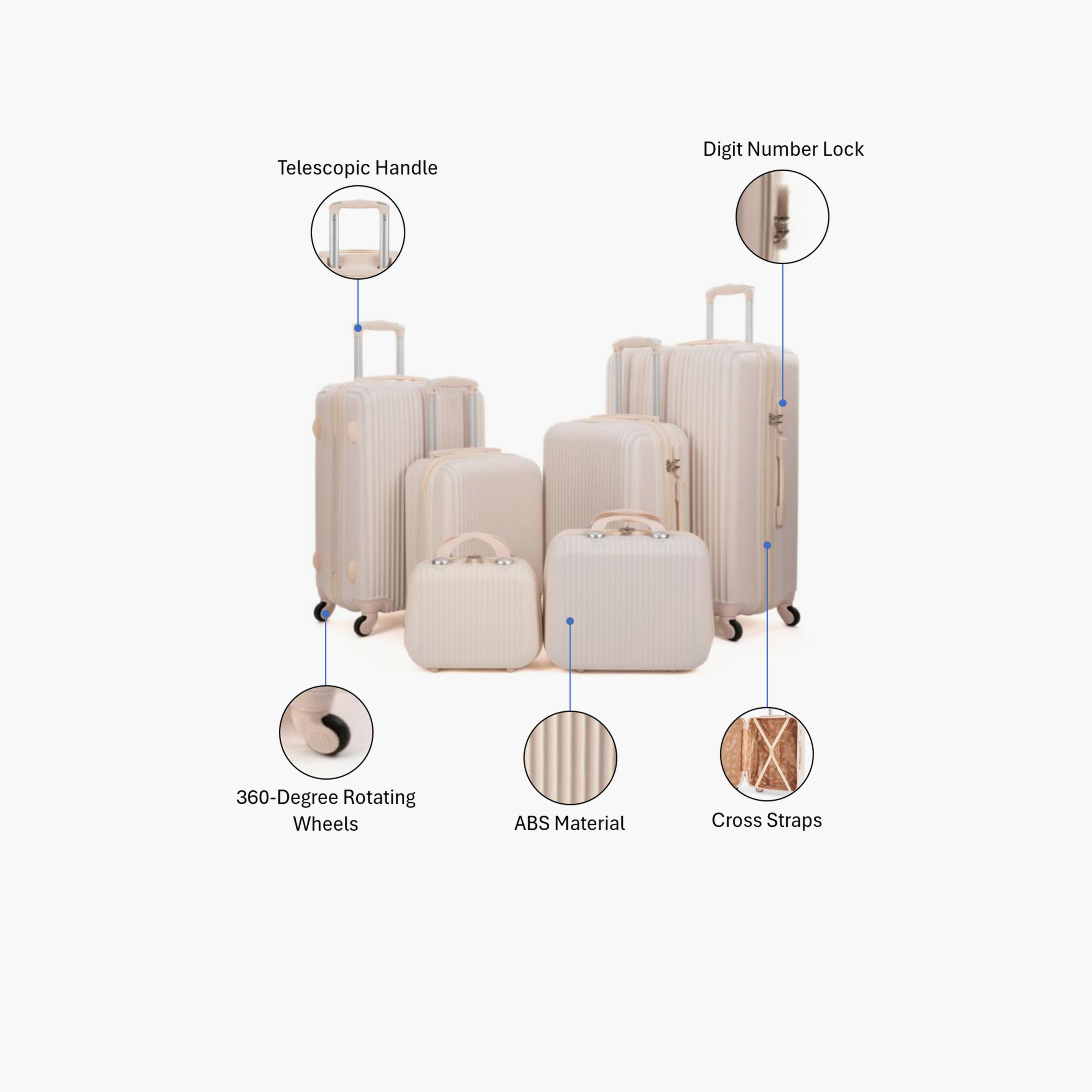LIMRA Set of 6 ABS Hard Sided 4-Wheeler Spinner Luggage with Combination Lock-travel-luggagesandbags-luggage-image-2