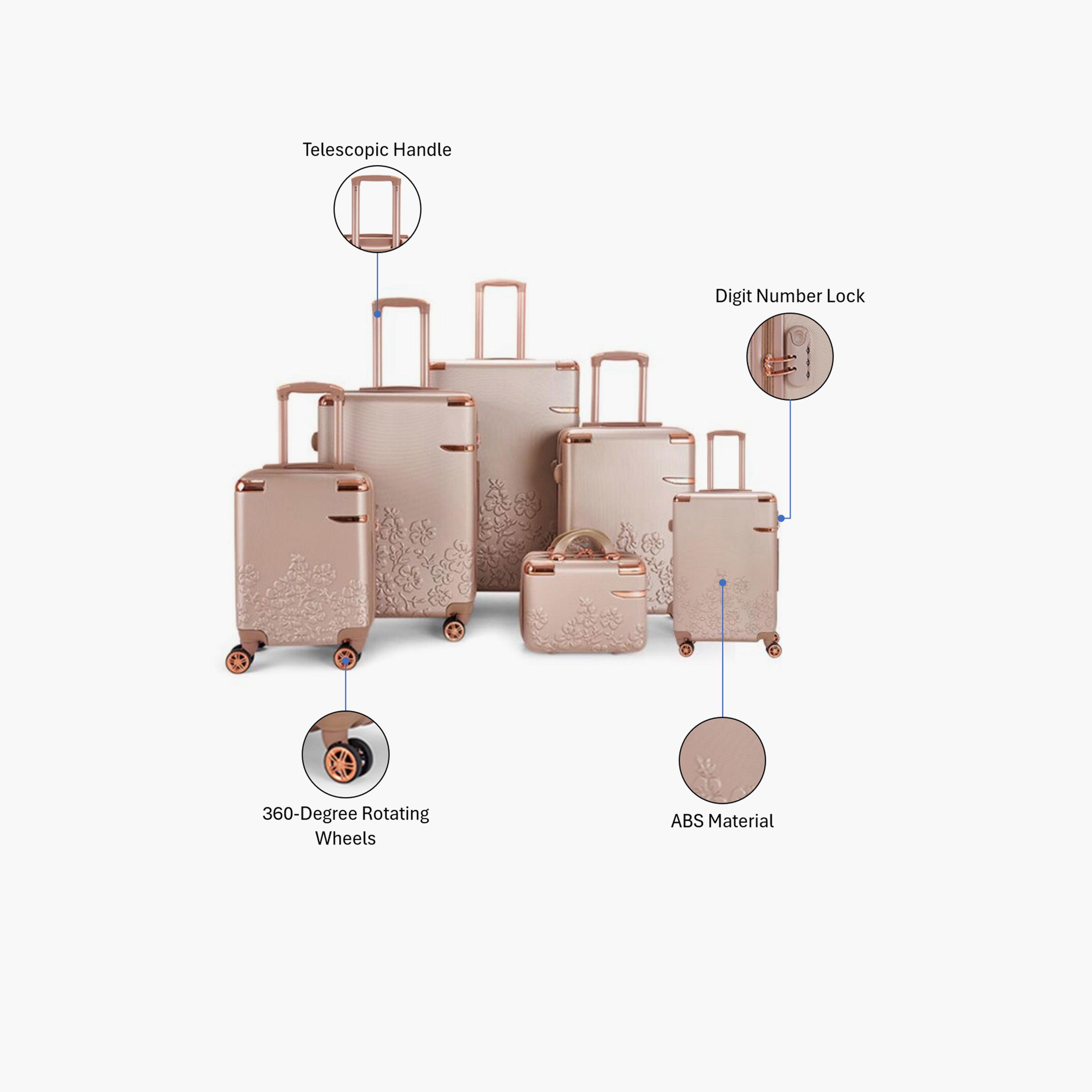 LIMRA Set of 6 ABS Hard Sided 4-Wheeler Spinner Luggage with Combination Lock-travel-luggagesandbags-luggage-image-2