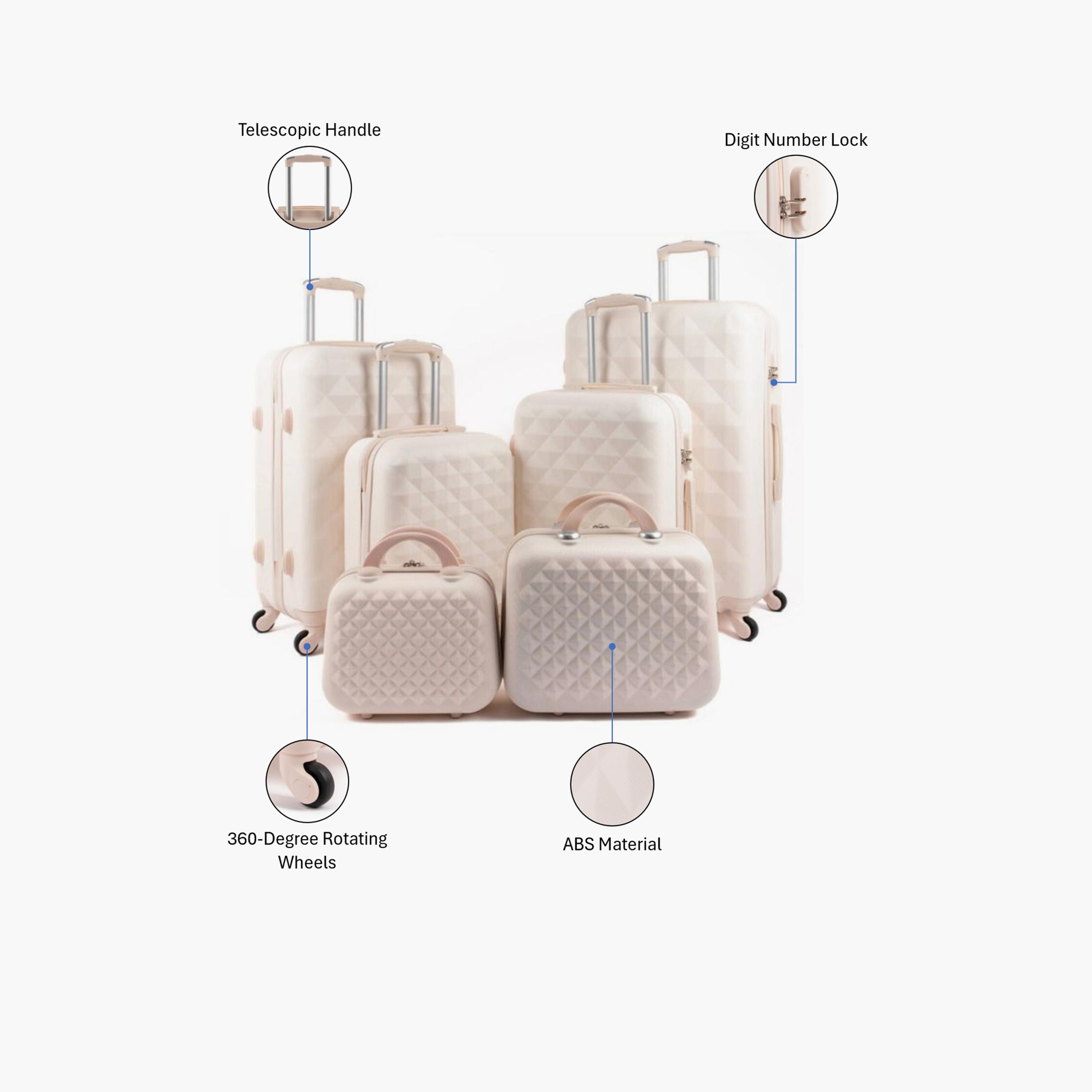 LIMRA Set of 6 ABS Hard Sided 4-Wheeler Spinner Luggage with Combination Lock-travel-luggagesandbags-luggage-image-2