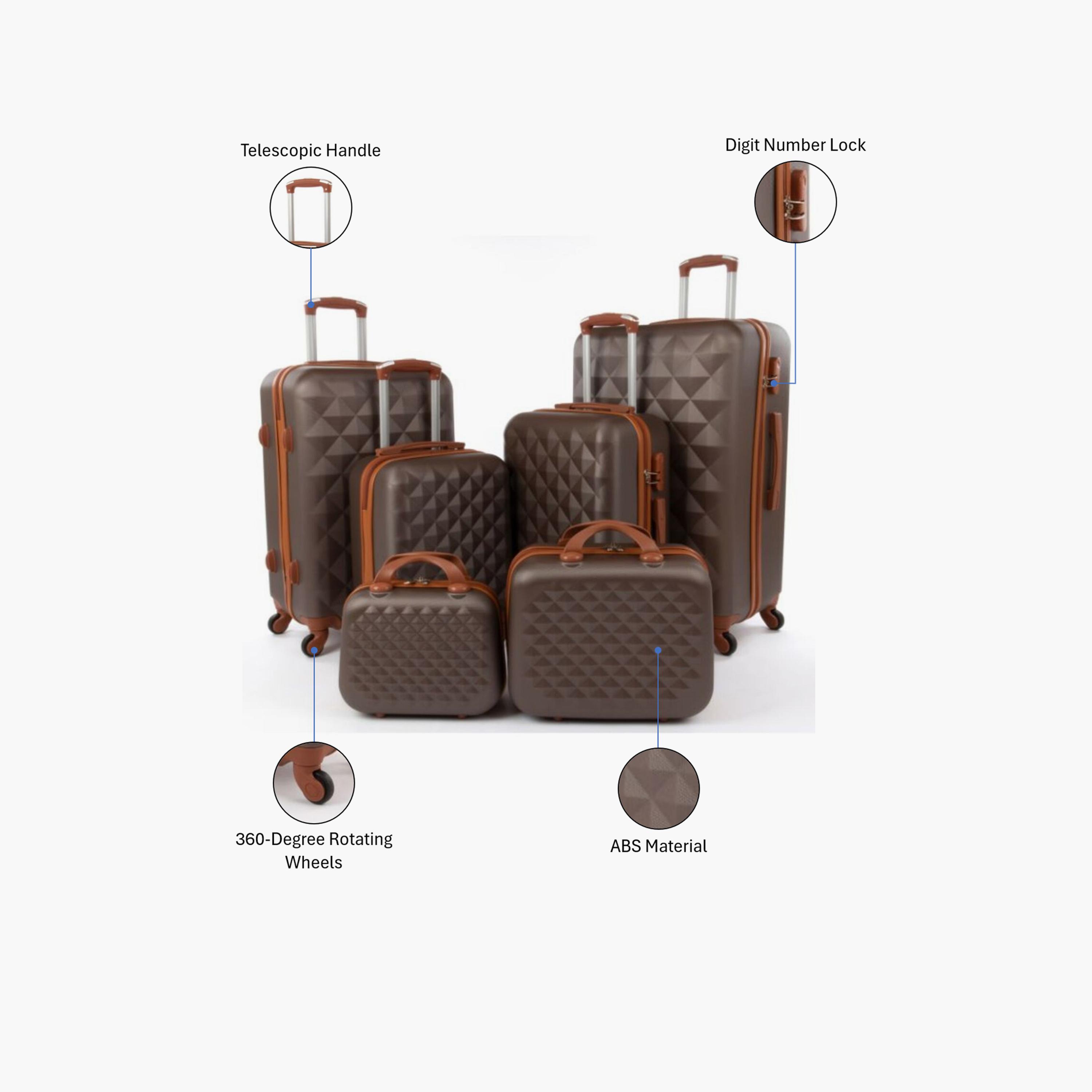 LIMRA Set of 6 ABS Hard Sided 4-Wheeler Spinner Luggage with Combination Lock-travel-luggagesandbags-luggage-image-2