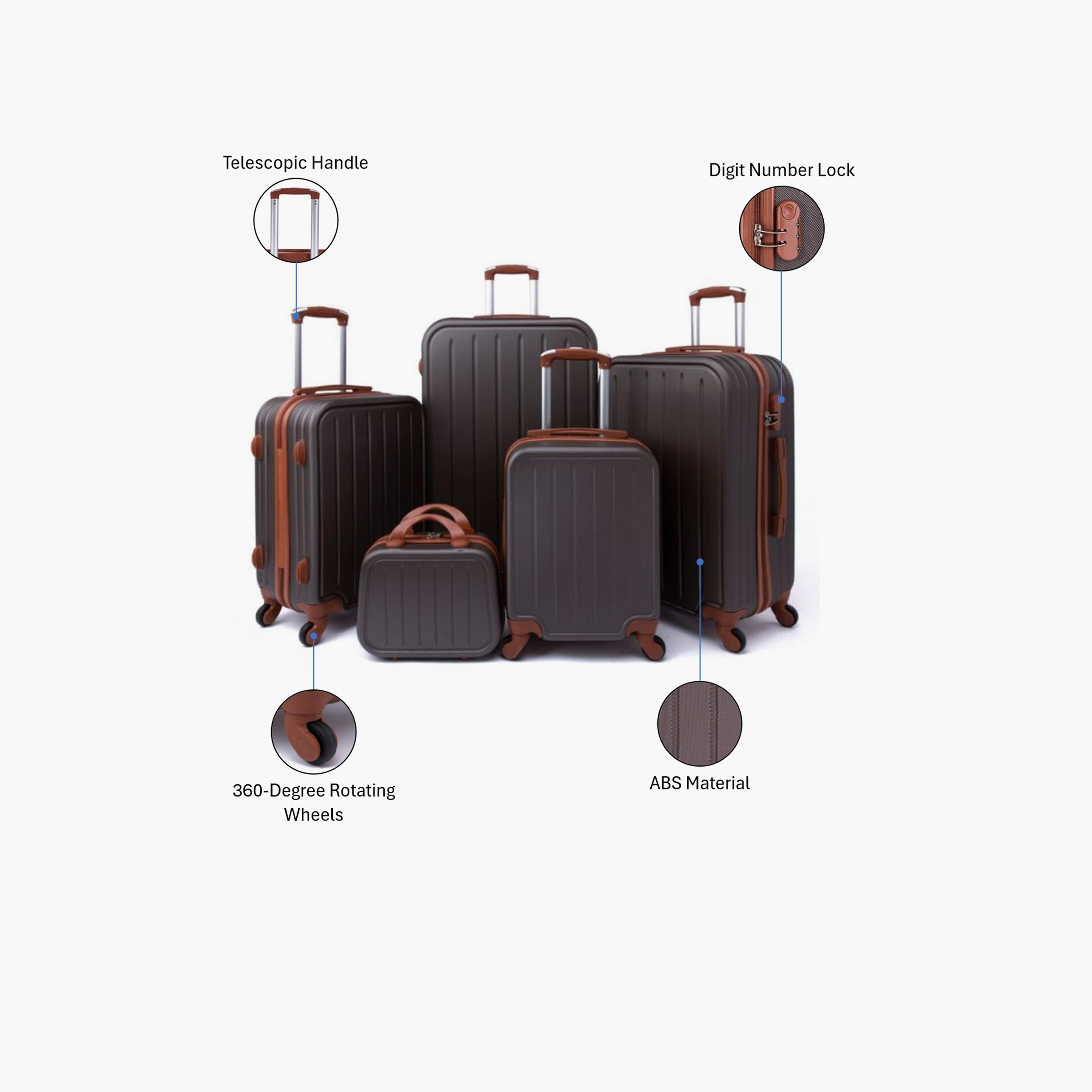 LIMRA Set of 5 ABS Hard Sided 4-Wheeler Spinner Luggage with Combination Lock-travel-luggagesandbags-luggage-image-2