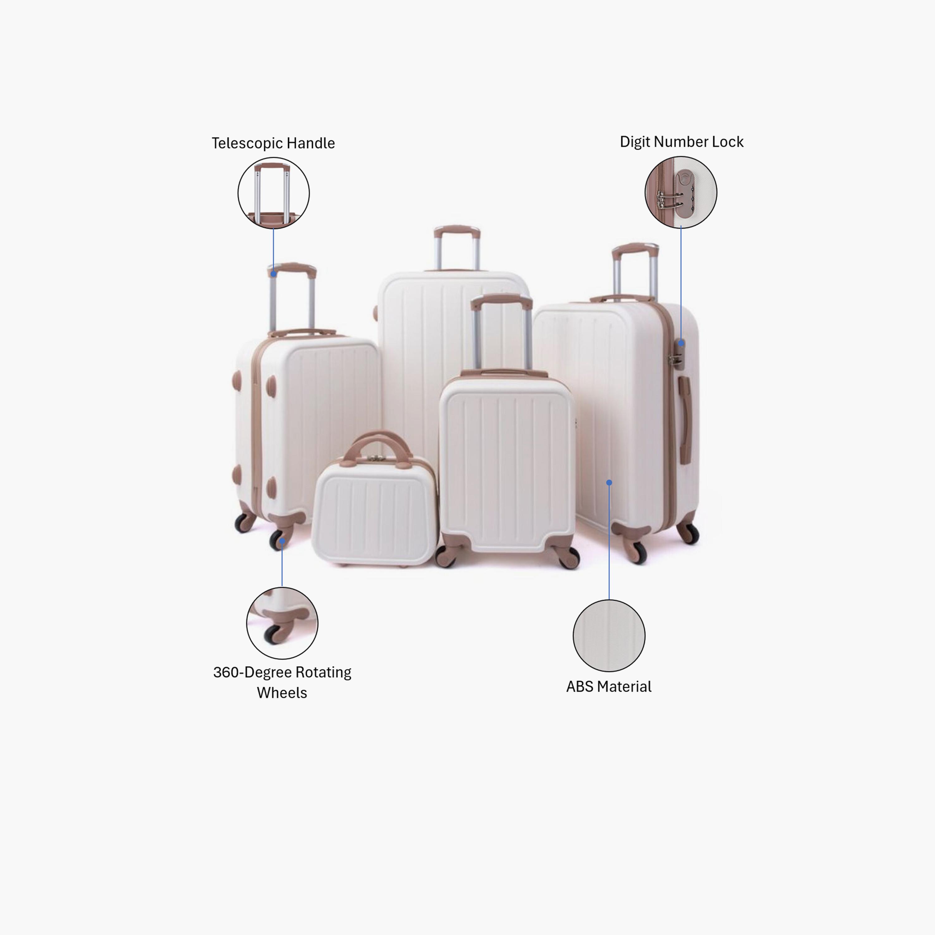 LIMRA Set of 5 ABS Hard Sided 4-Wheeler Spinner Luggage with Combination Lock-travel-luggagesandbags-luggage-image-2
