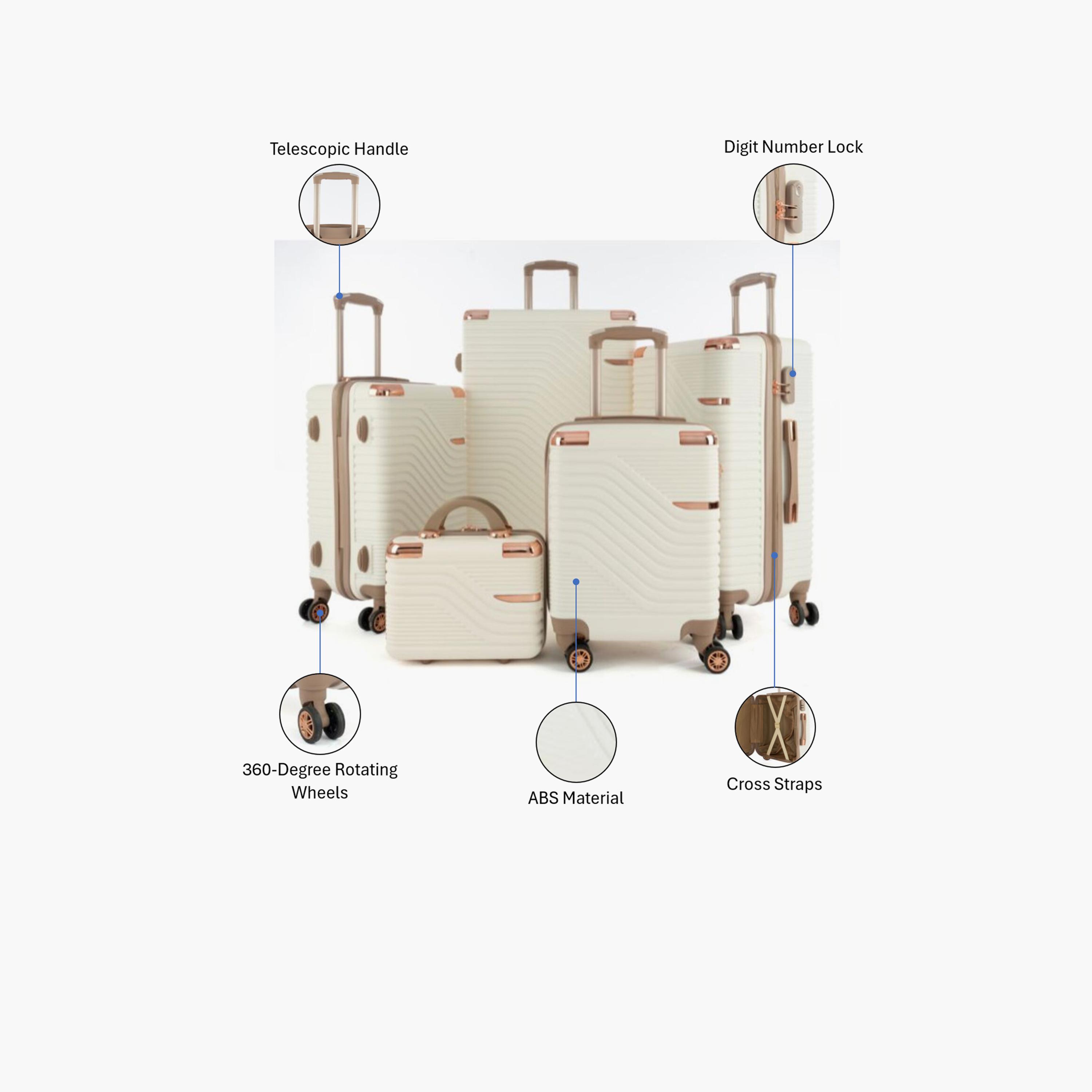 LIMRA Set of 5 ABS Hard Sided 4-Wheeler Spinner Luggage with Combination Lock-travel-luggagesandbags-luggage-image-2