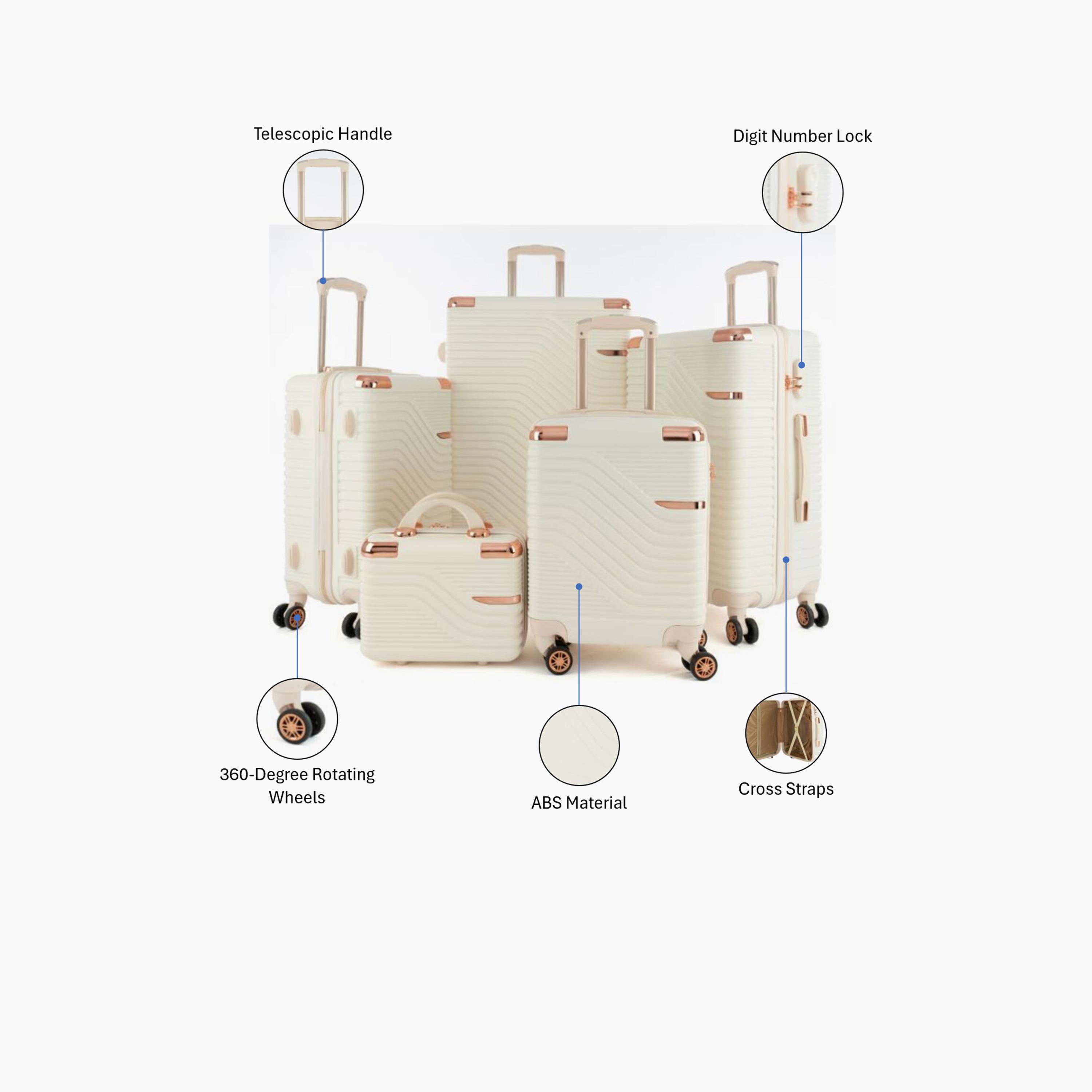 LIMRA Set of 5 ABS Hard Sided 4-Wheeler Spinner Luggage with Combination Lock-travel-luggagesandbags-luggage-image-2