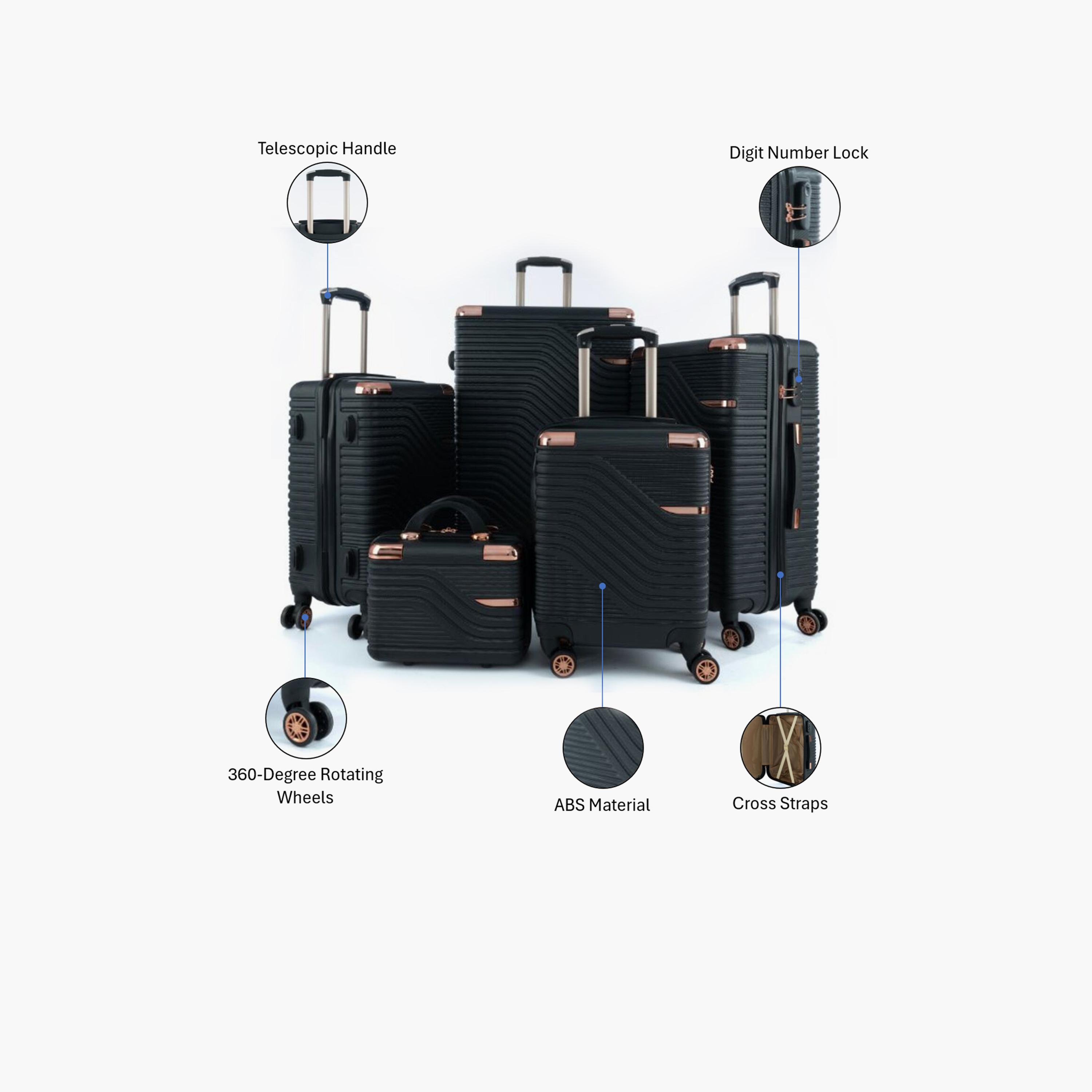 LIMRA Set of 5 ABS Hard Sided 4-Wheeler Spinner Luggage with Combination Lock-travel-luggagesandbags-luggage-image-2