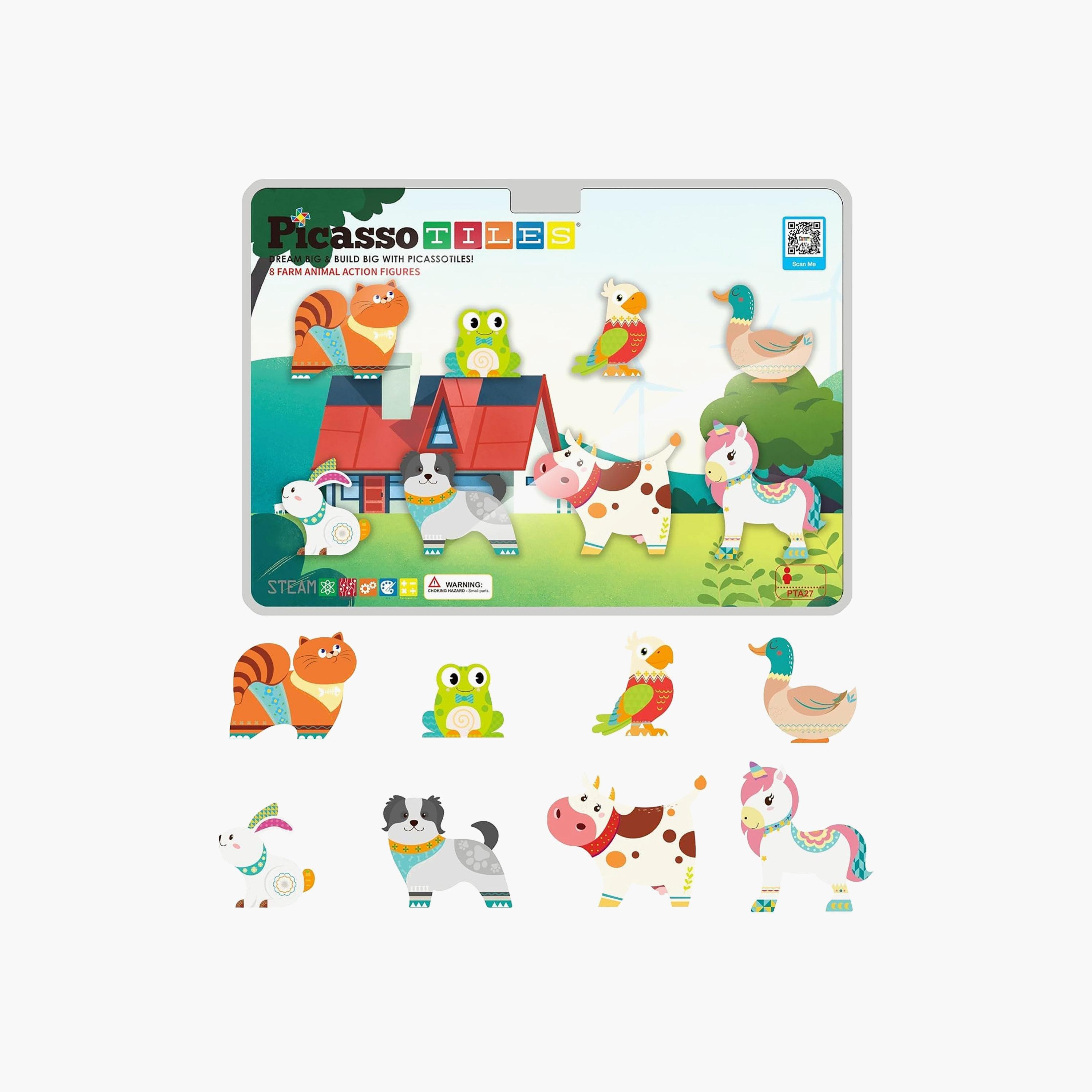 Picasso Tiles 8-Piece Magnetic Block Farm Animals Set-toys-buildingblocks-magnetictoys-image-2