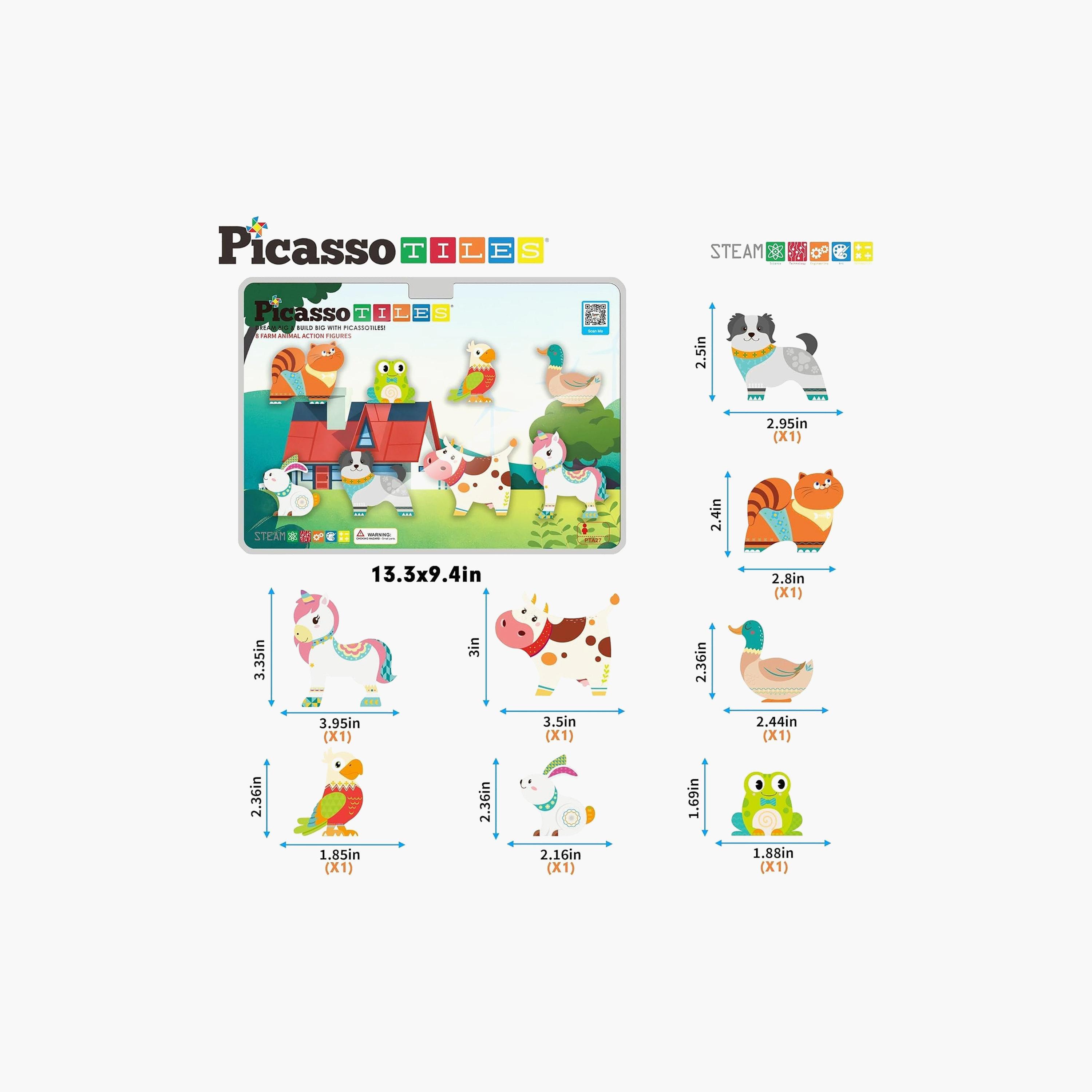 Picasso Tiles 8-Piece Magnetic Block Farm Animals Set-toys-buildingblocks-magnetictoys-image-3