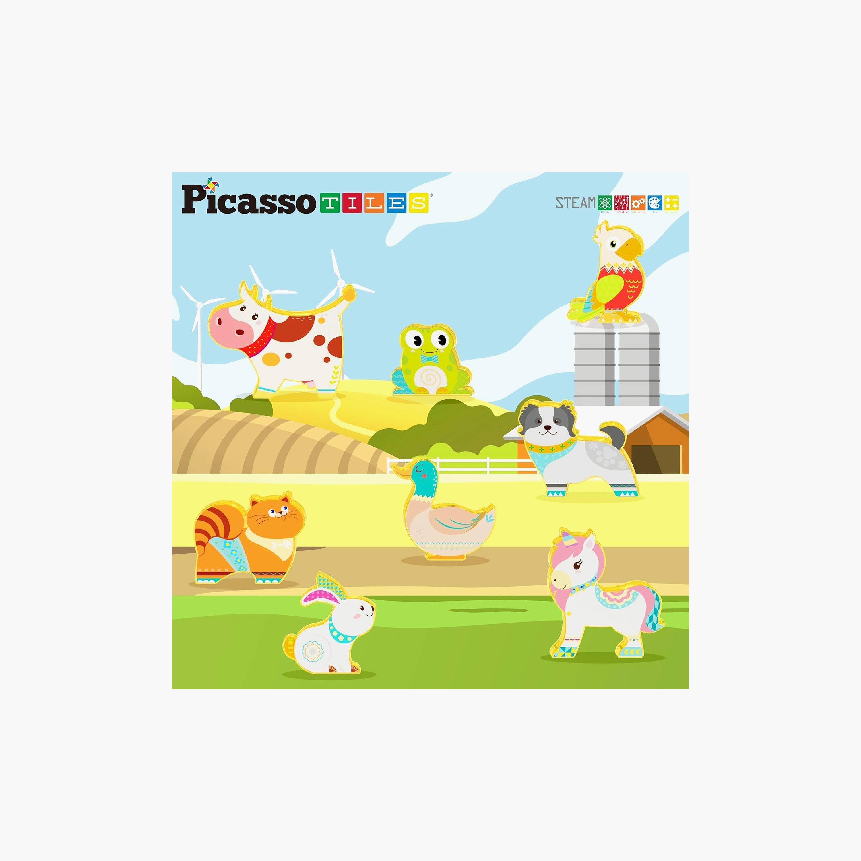 Picasso Tiles 8-Piece Magnetic Block Farm Animals Set-toys-buildingblocks-magnetictoys-image-4