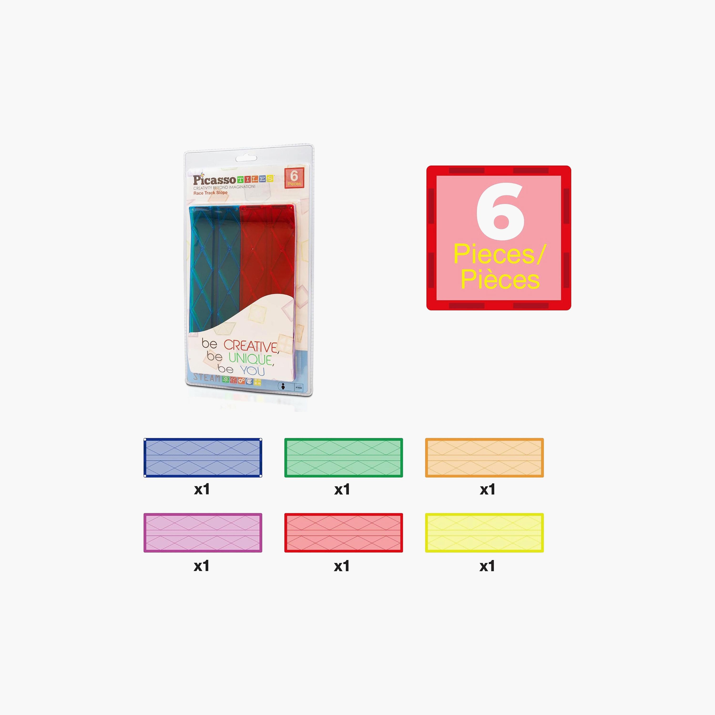 Picasso Tiles 6-Piece Magnetic Race Treack Slope-toys-buildingblocks-magnetictoys-image-3