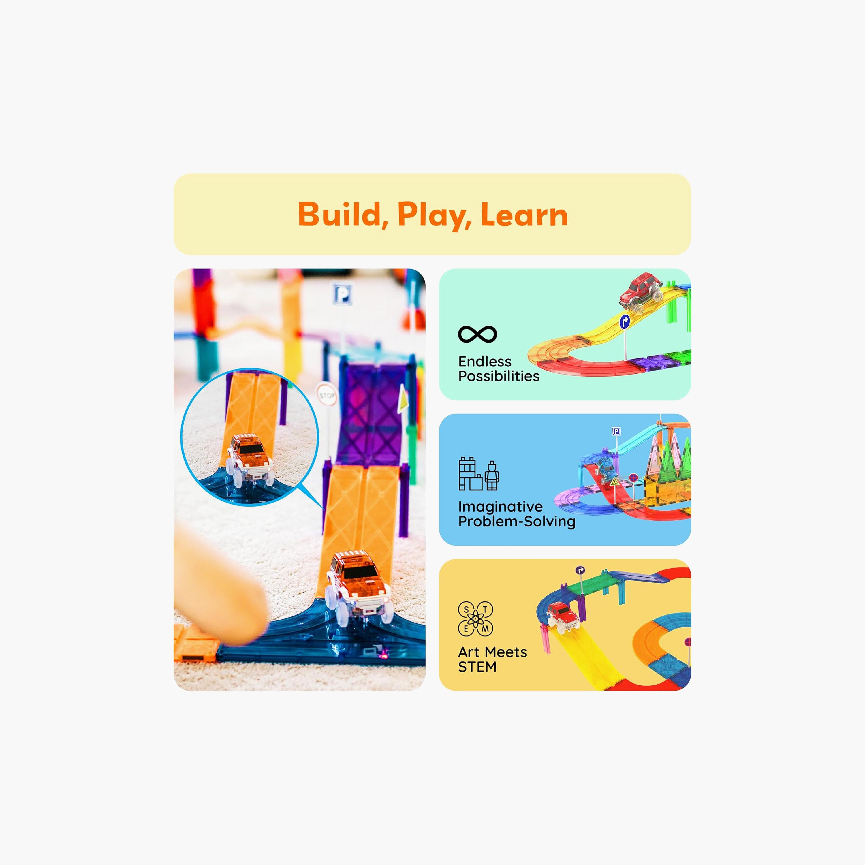 Picasso Tiles 6-Piece Magnetic Race Treack Slope-toys-buildingblocks-magnetictoys-image-4