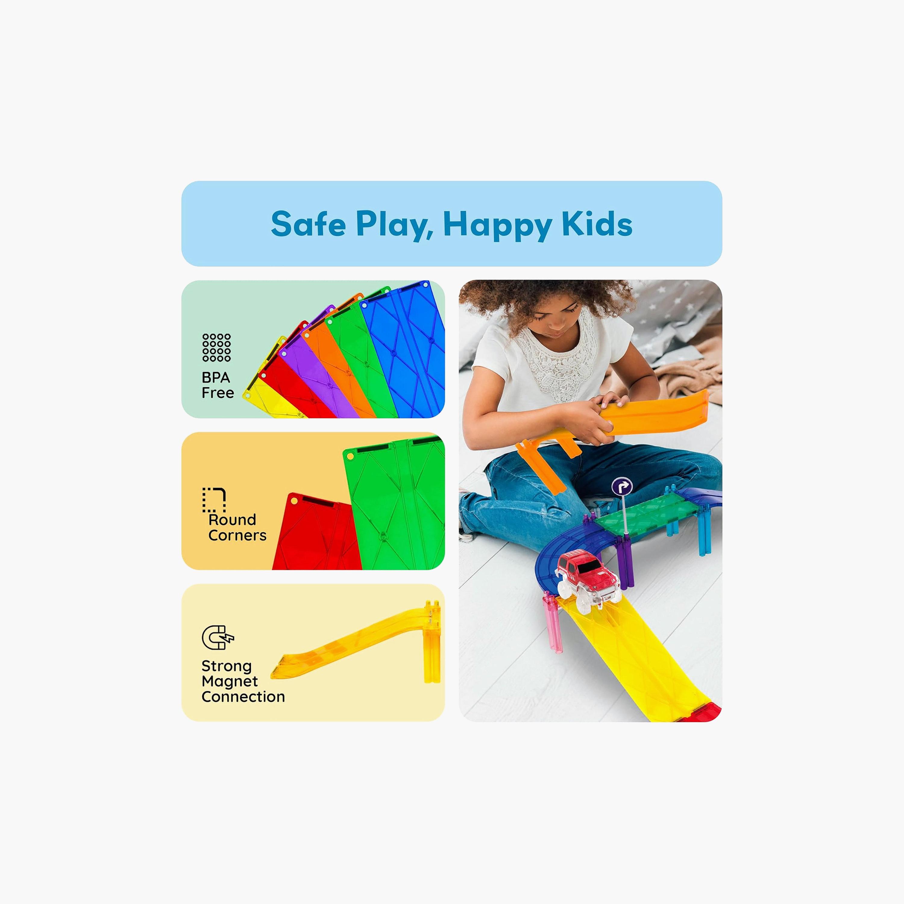Picasso Tiles 6-Piece Magnetic Race Treack Slope-toys-buildingblocks-magnetictoys-image-6