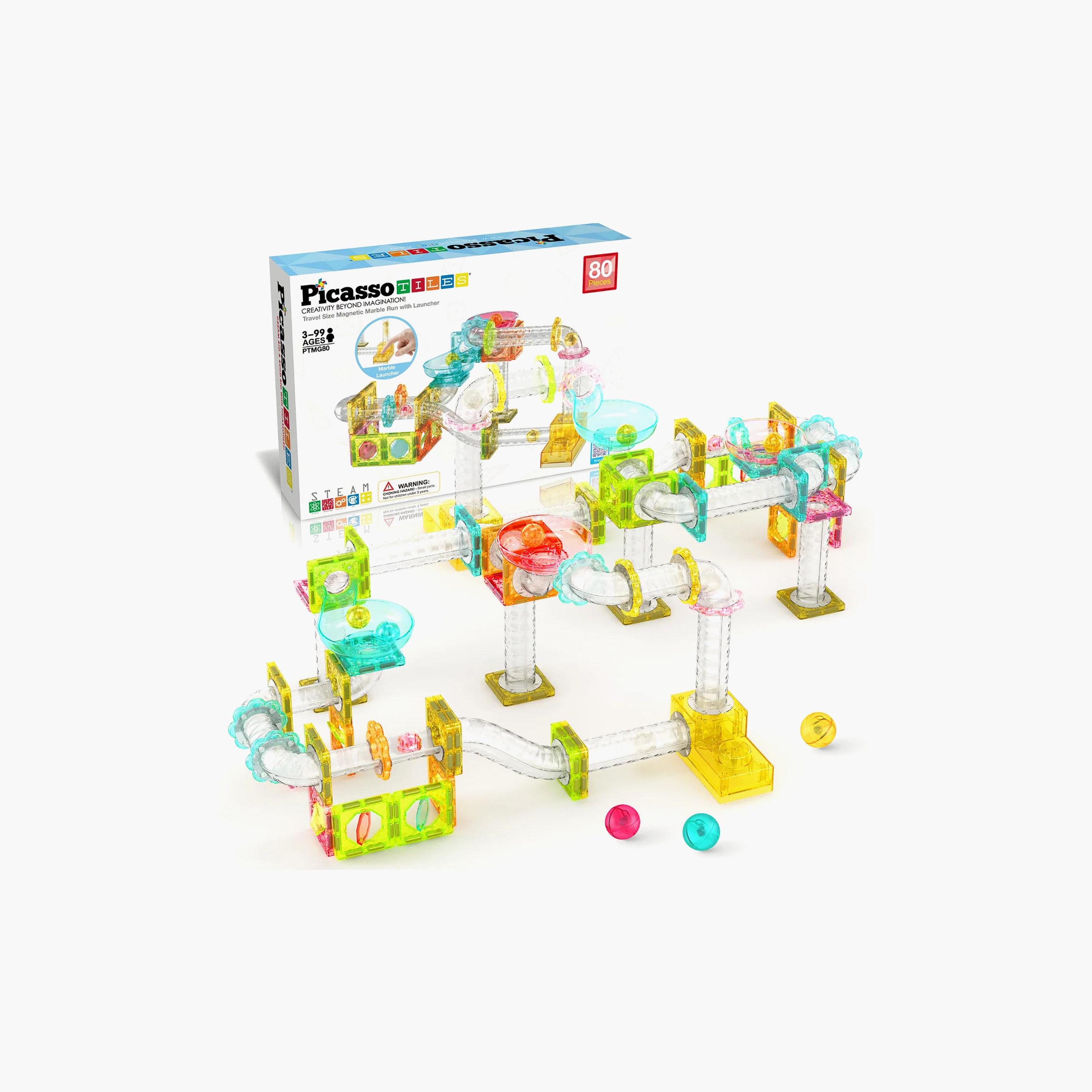 Picasso Tiles Magnetic 80-Piece Marble Run Launcher-toys-buildingblocks-magnetictoys-image-1