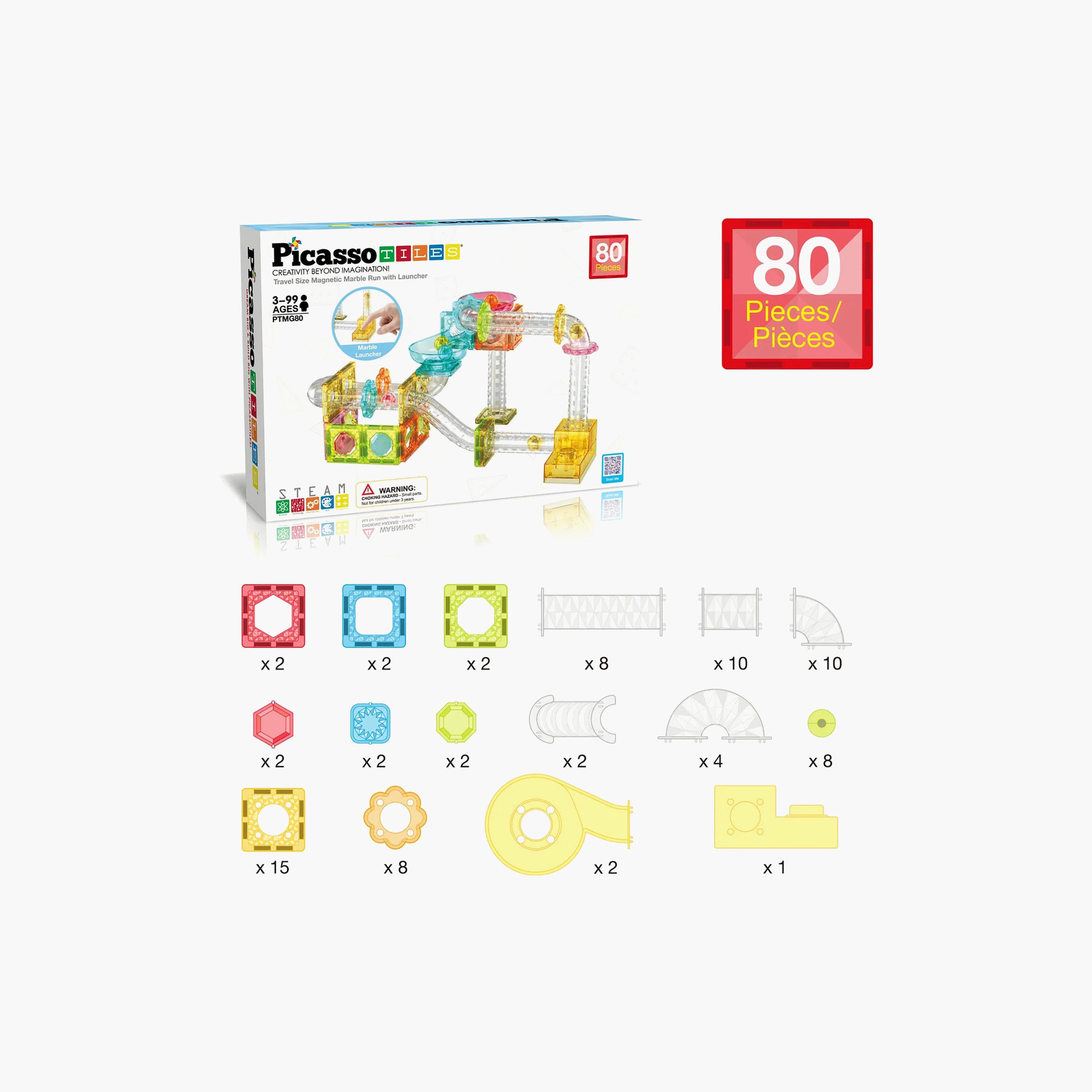 Picasso Tiles Magnetic 80-Piece Marble Run Launcher-toys-buildingblocks-magnetictoys-image-3