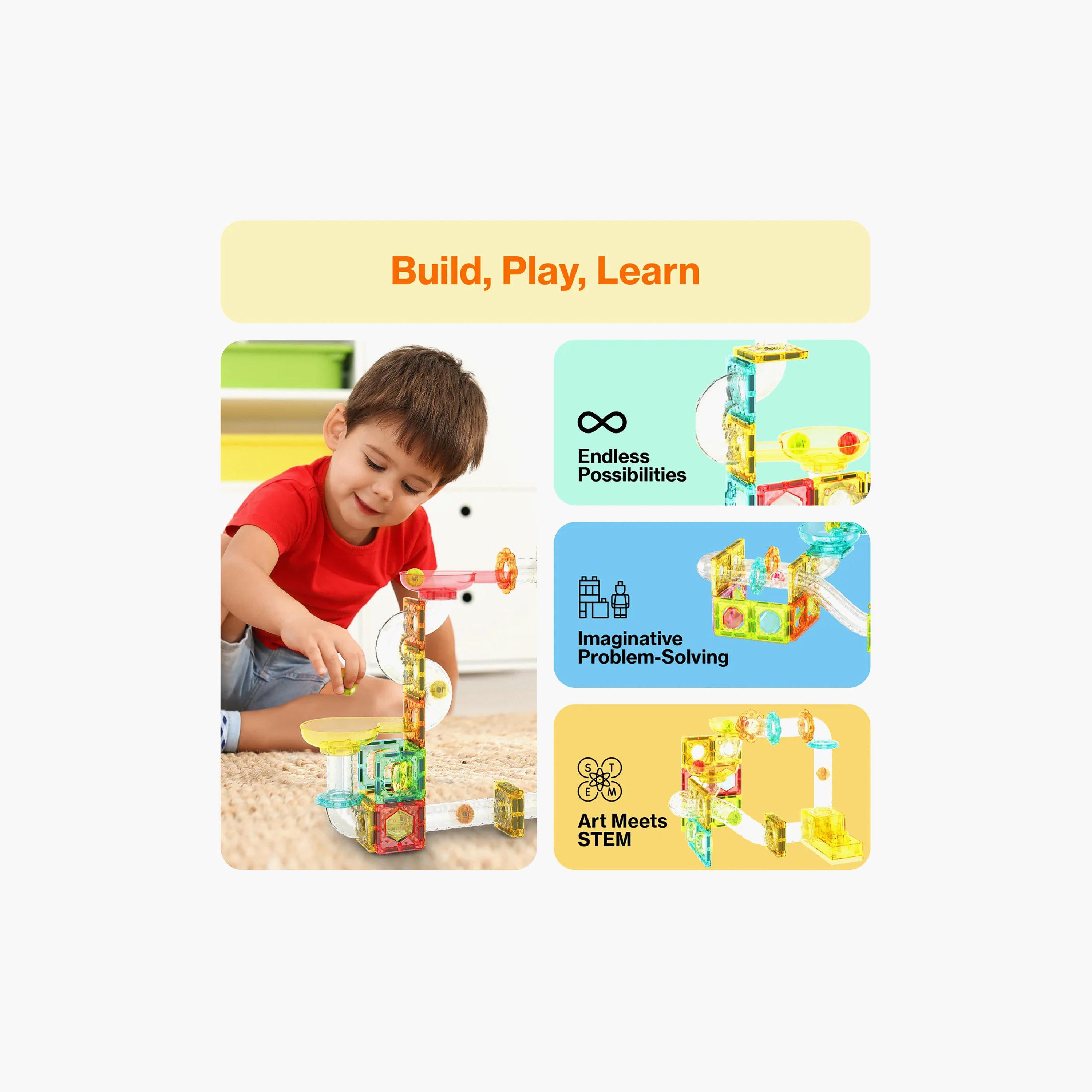 Picasso Tiles Magnetic 80-Piece Marble Run Launcher-toys-buildingblocks-magnetictoys-image-4