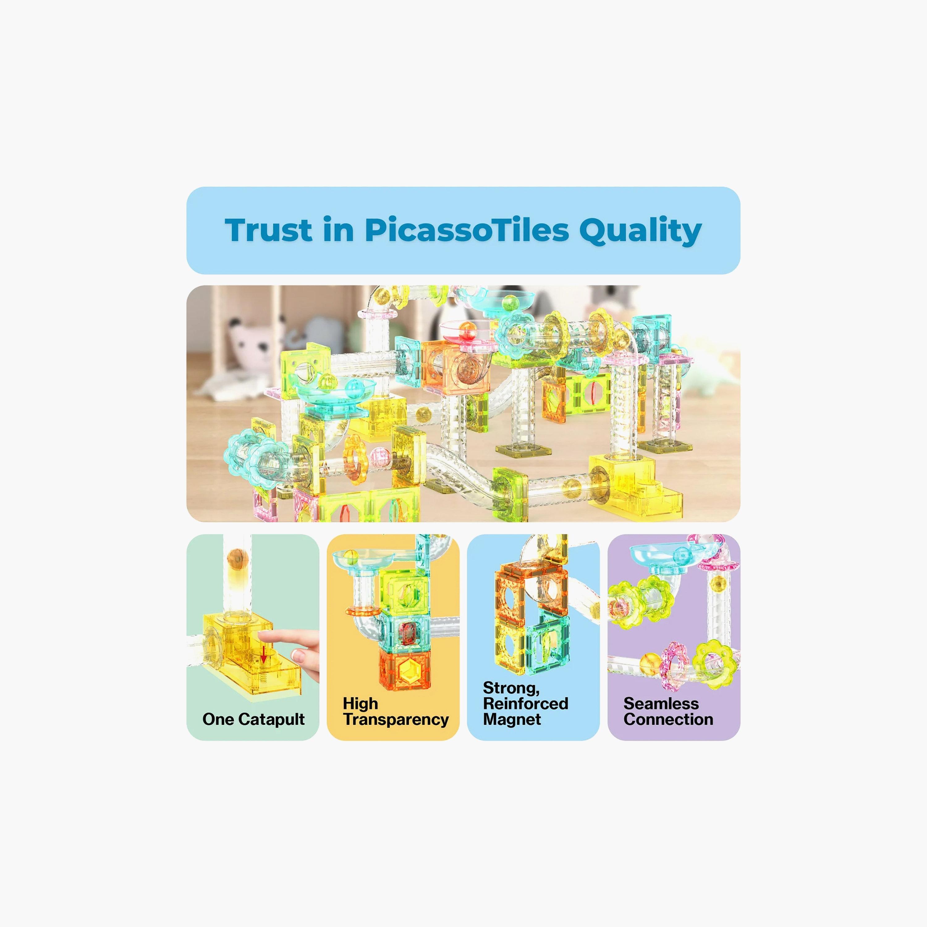 Picasso Tiles Magnetic 80-Piece Marble Run Launcher-toys-buildingblocks-magnetictoys-image-8