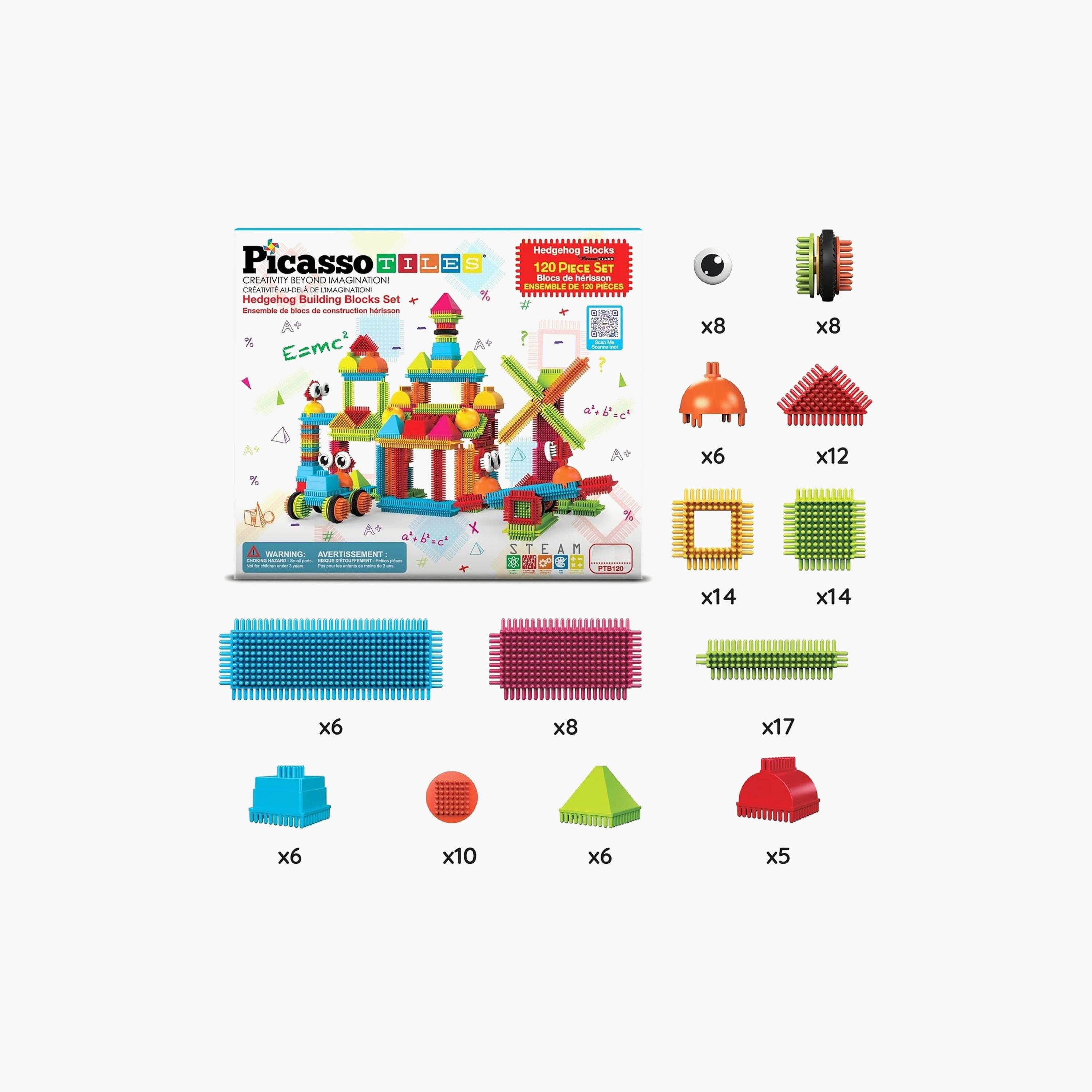 Picasso Tiles Magnetic 120-Piece Hedgehog Building Blocks Set-toys-buildingblocks-magnetictoys-image-2