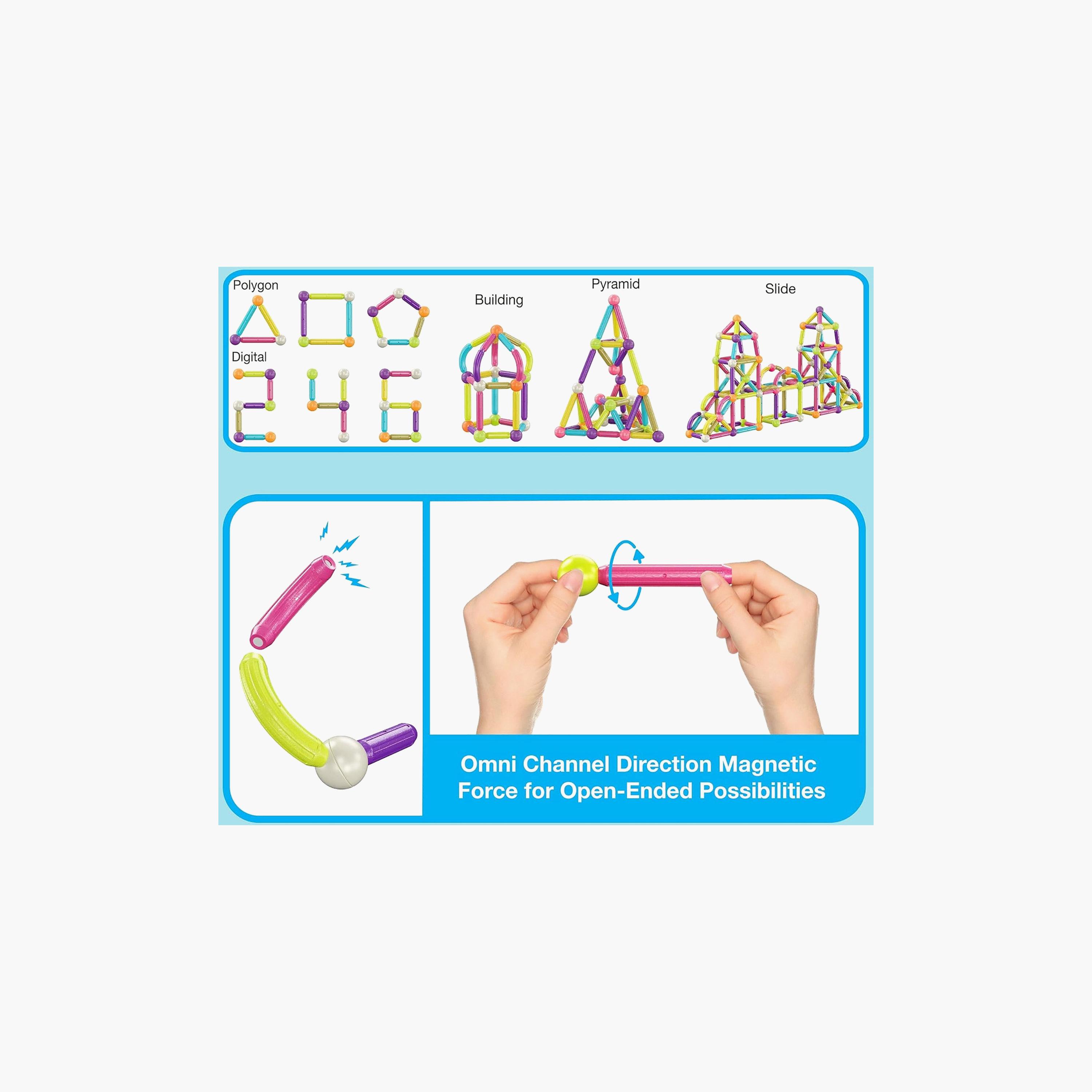Picasso Tiles Magnetic 100-Piece Stick Building Construction Kit-toys-buildingblocks-magnetictoys-image-7