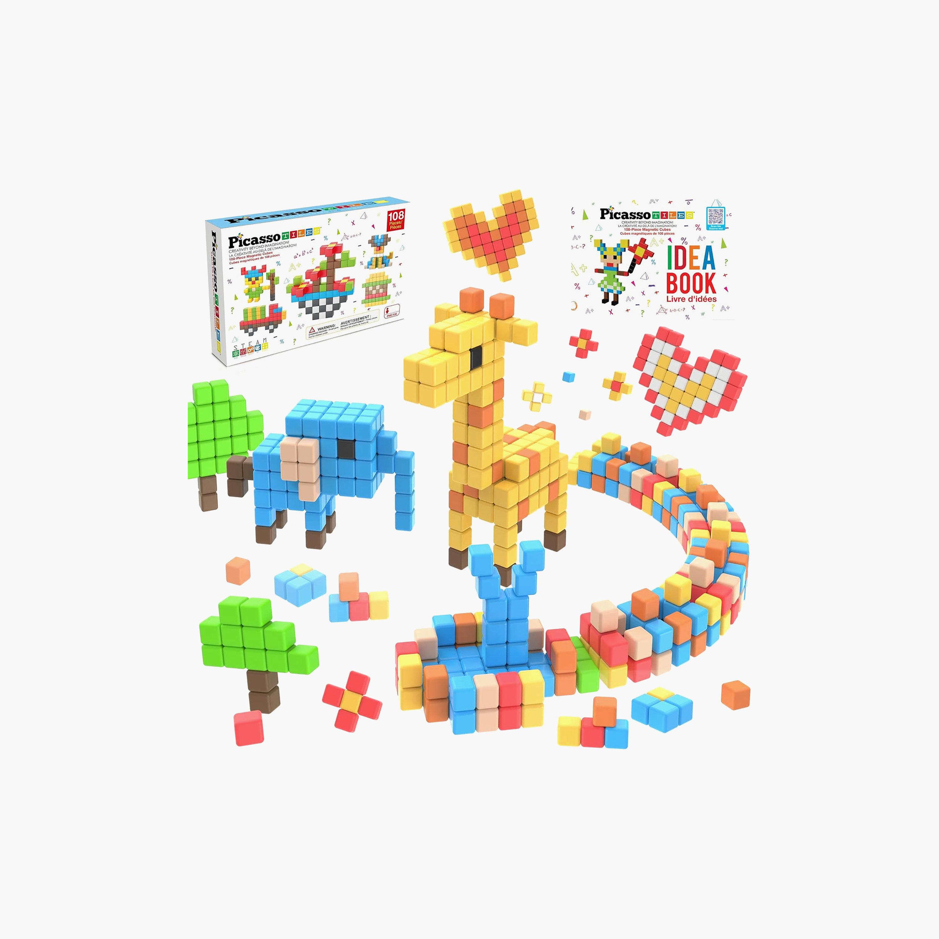 Picasso Tiles Magnetic 108-Piece Cube Puzzle Set-toys-buildingblocks-magnetictoys-image-1