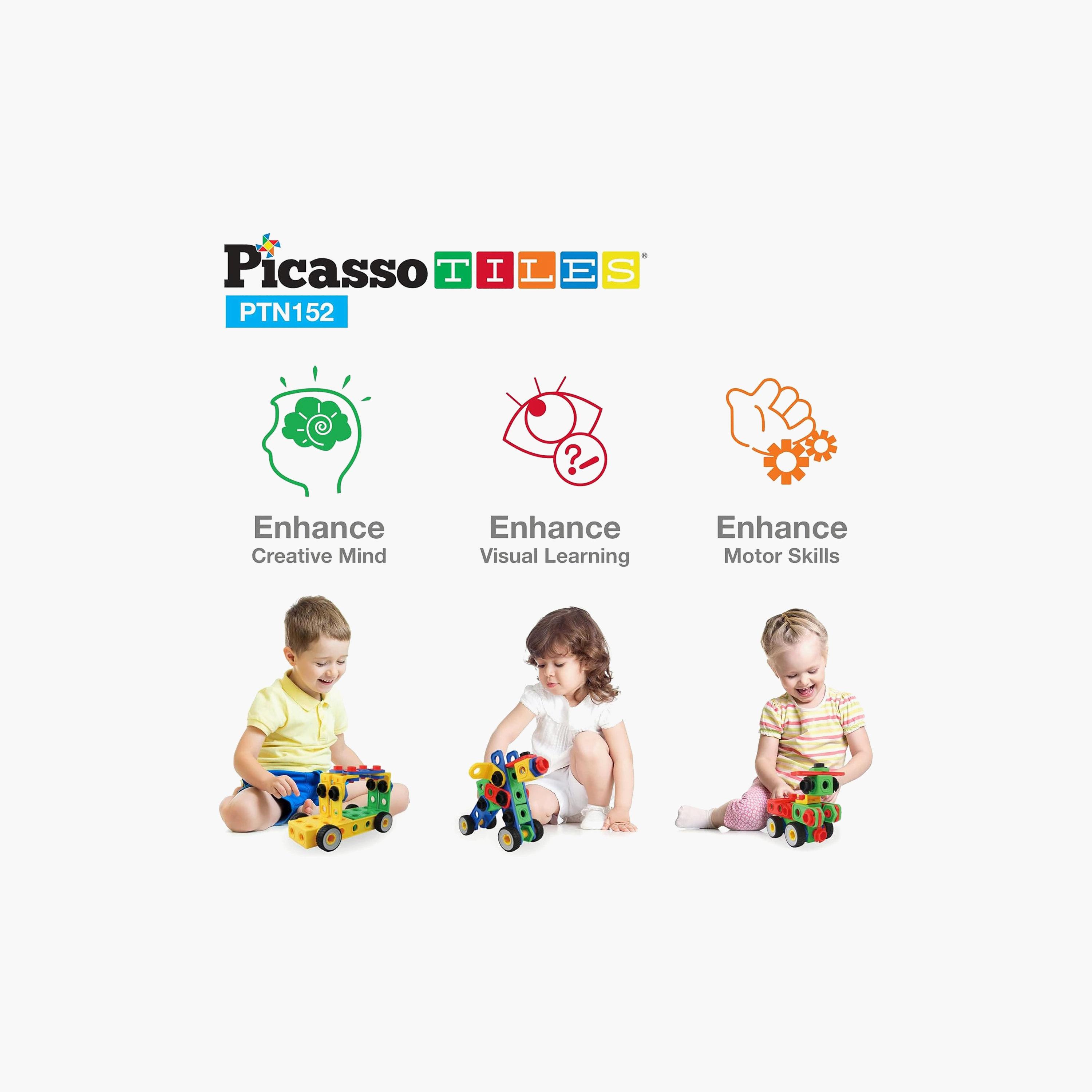 Picasso Tiles Magnetic 152-Piece Engineering Construction Building Set-toys-buildingblocks-magnetictoys-image-2