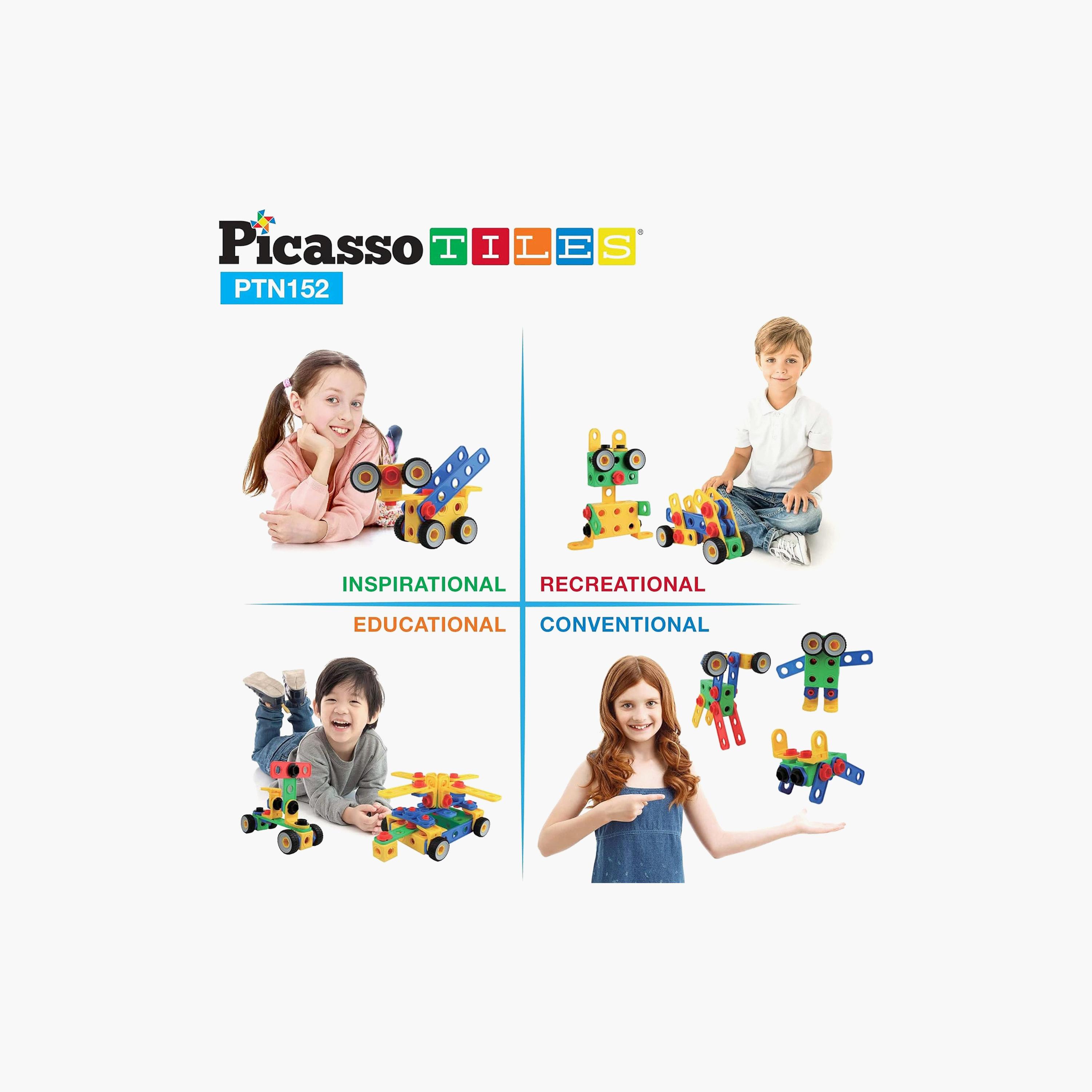 Picasso Tiles Magnetic 152-Piece Engineering Construction Building Set-toys-buildingblocks-magnetictoys-image-4