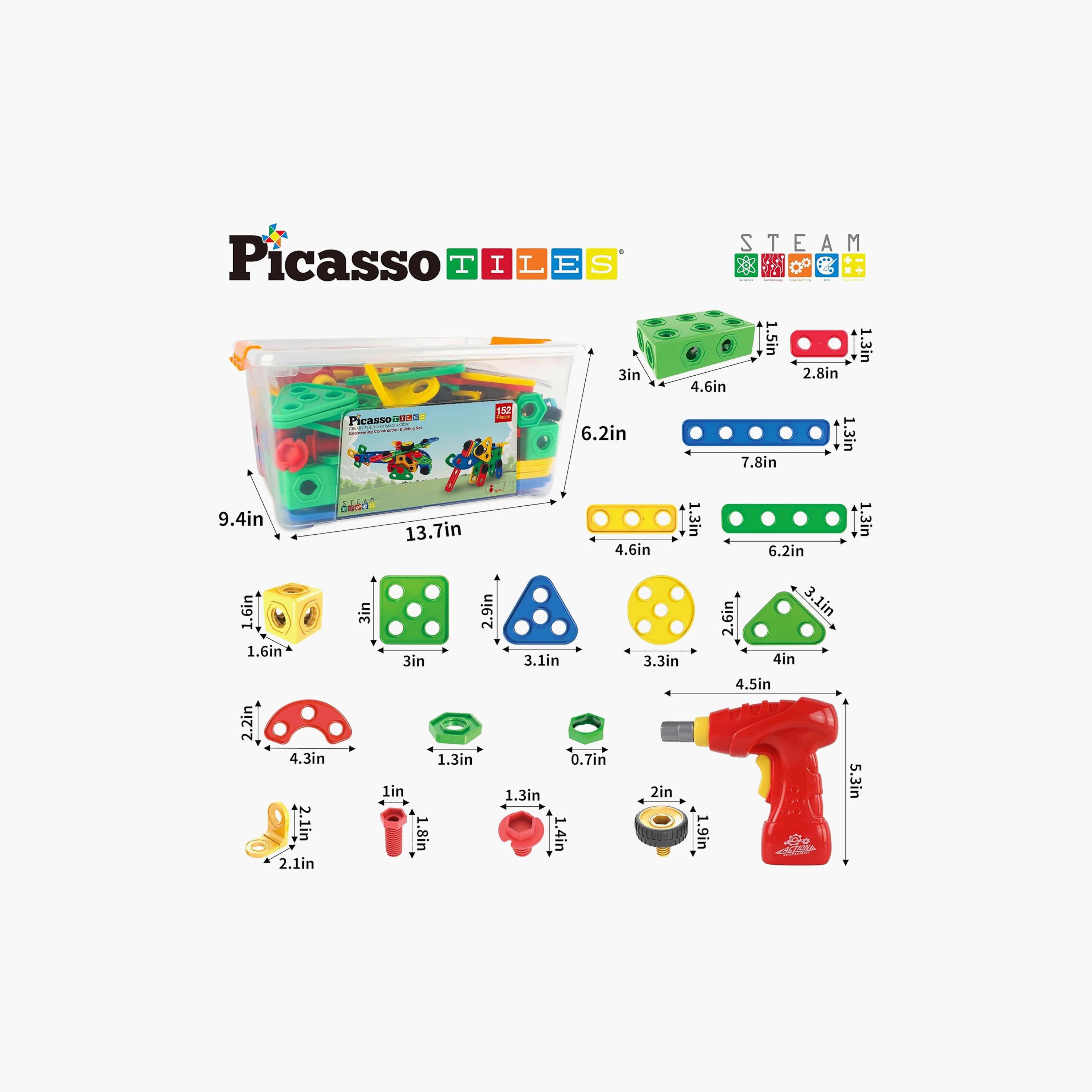 Picasso Tiles Magnetic 152-Piece Engineering Construction Building Set-toys-buildingblocks-magnetictoys-image-7