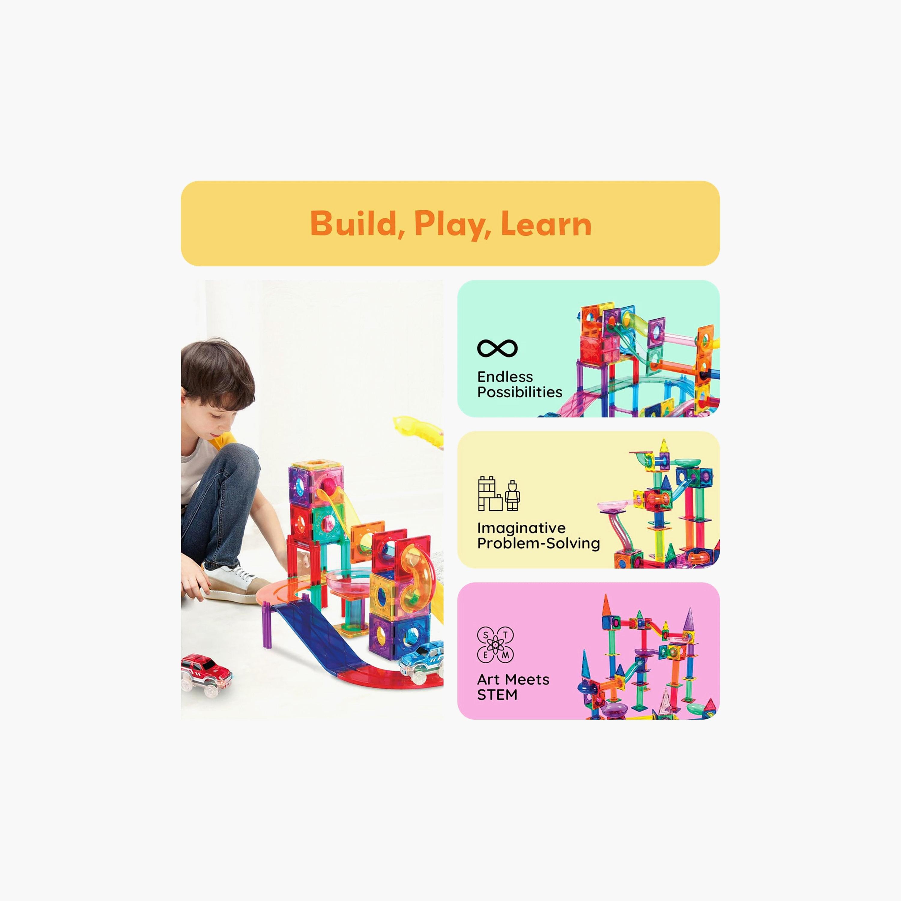 Picasso Tiles Magnetic 108-Piece 3-In-1 Marble Run Race Track Set-toys-buildingblocks-magnetictoys-image-2
