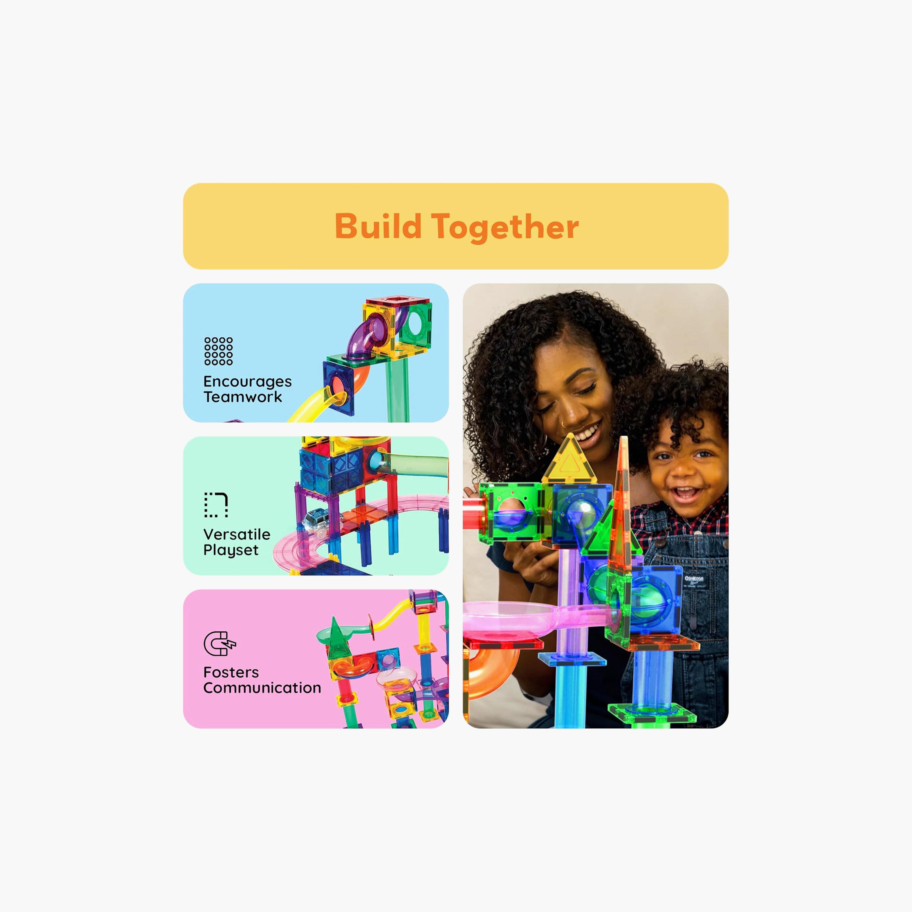 Picasso Tiles Magnetic 108-Piece 3-In-1 Marble Run Race Track Set-toys-buildingblocks-magnetictoys-image-4