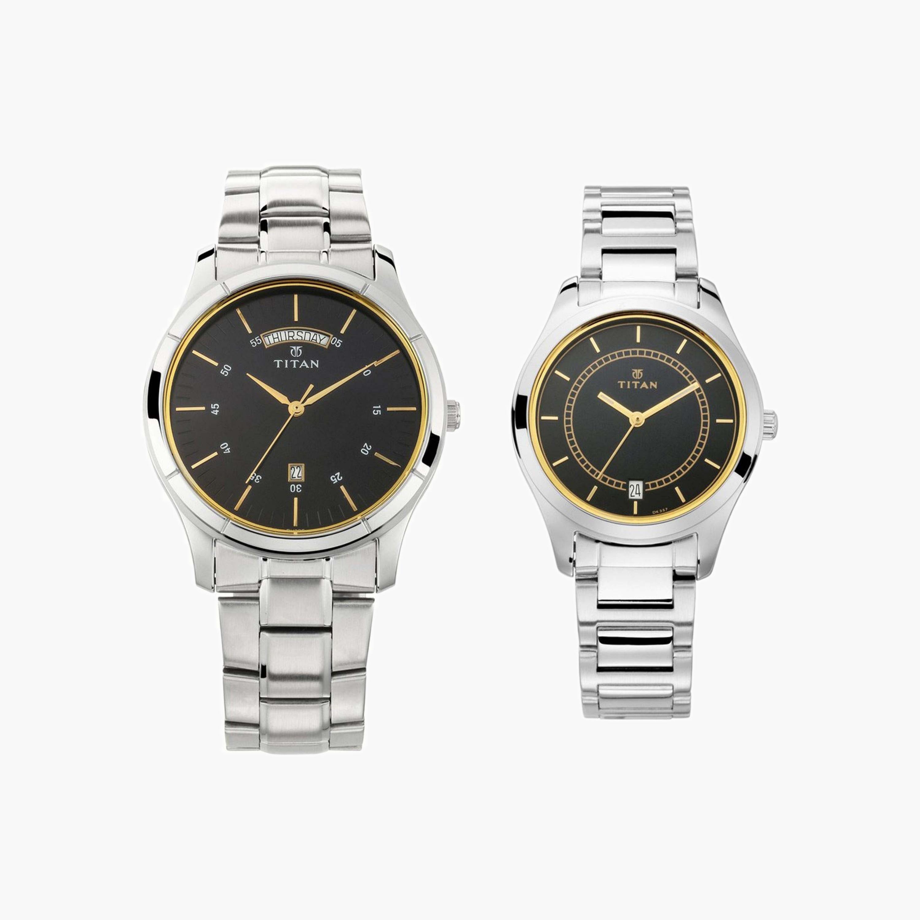 Titan Round Brass Couple Watch Set-men-watchesandjewellery-watches-image-1
