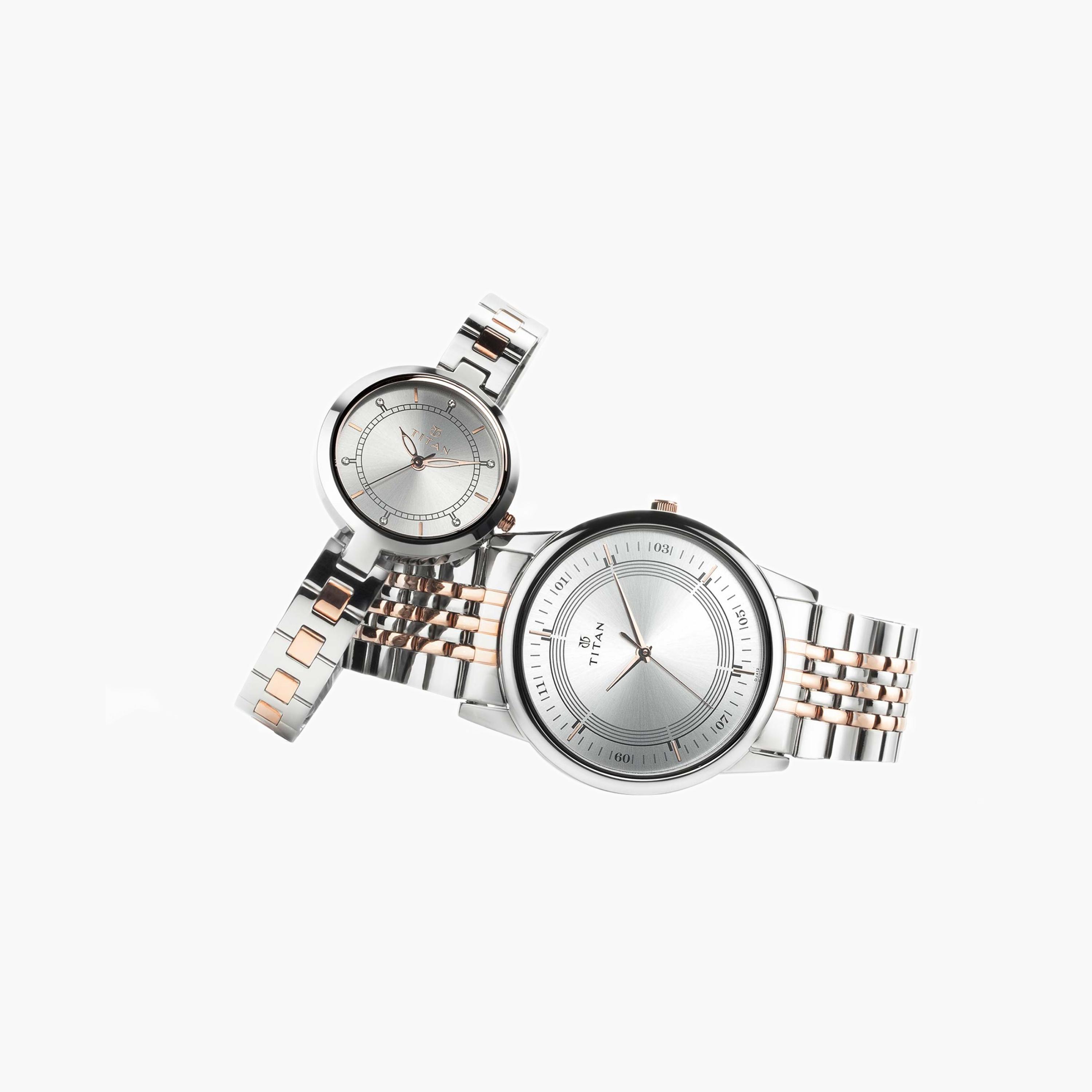 ساعات للأزواج بتصميم بلونين من الستانلس ستيل-men-watchesandjewellery-watches-image-1