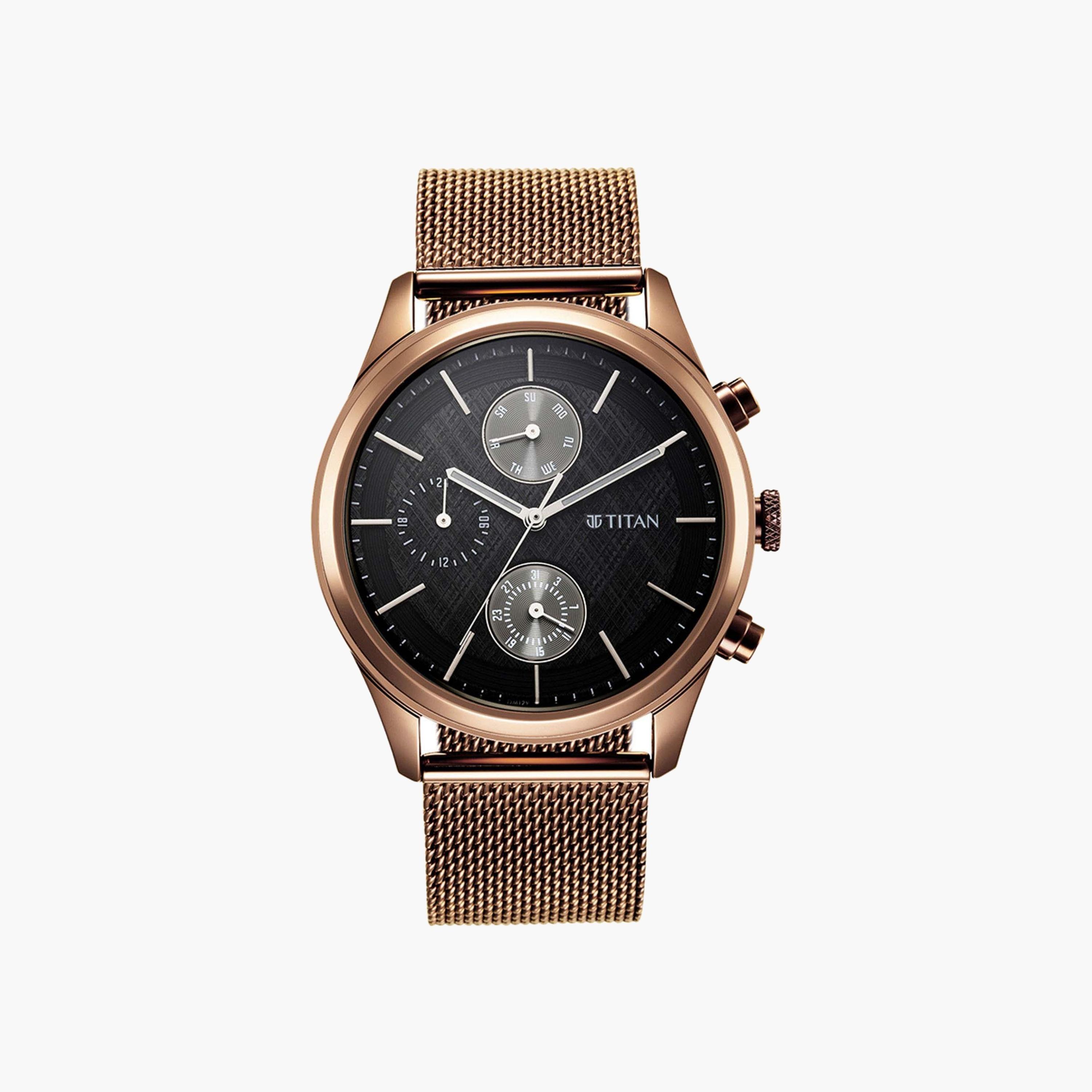Titan Rose Gold Mesh Chronograph Watch-men-watchesandjewellery-watches-image-1